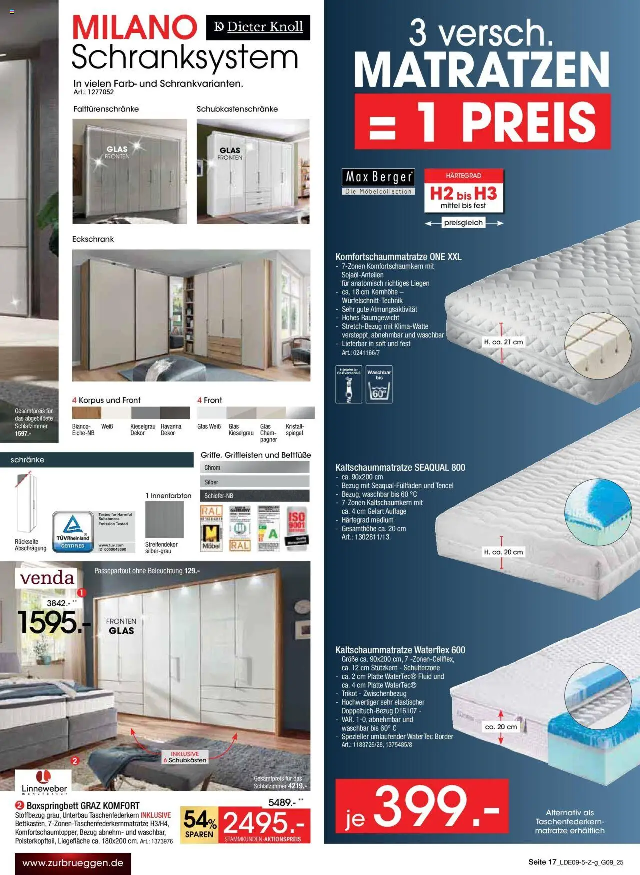 Zurbrüggen - Zurbrüggen: Prime Shopping week – gültig ab 12.09.2025 | Seite: 17 | Produkte: Matratze, Boxspringbett, Spiegel