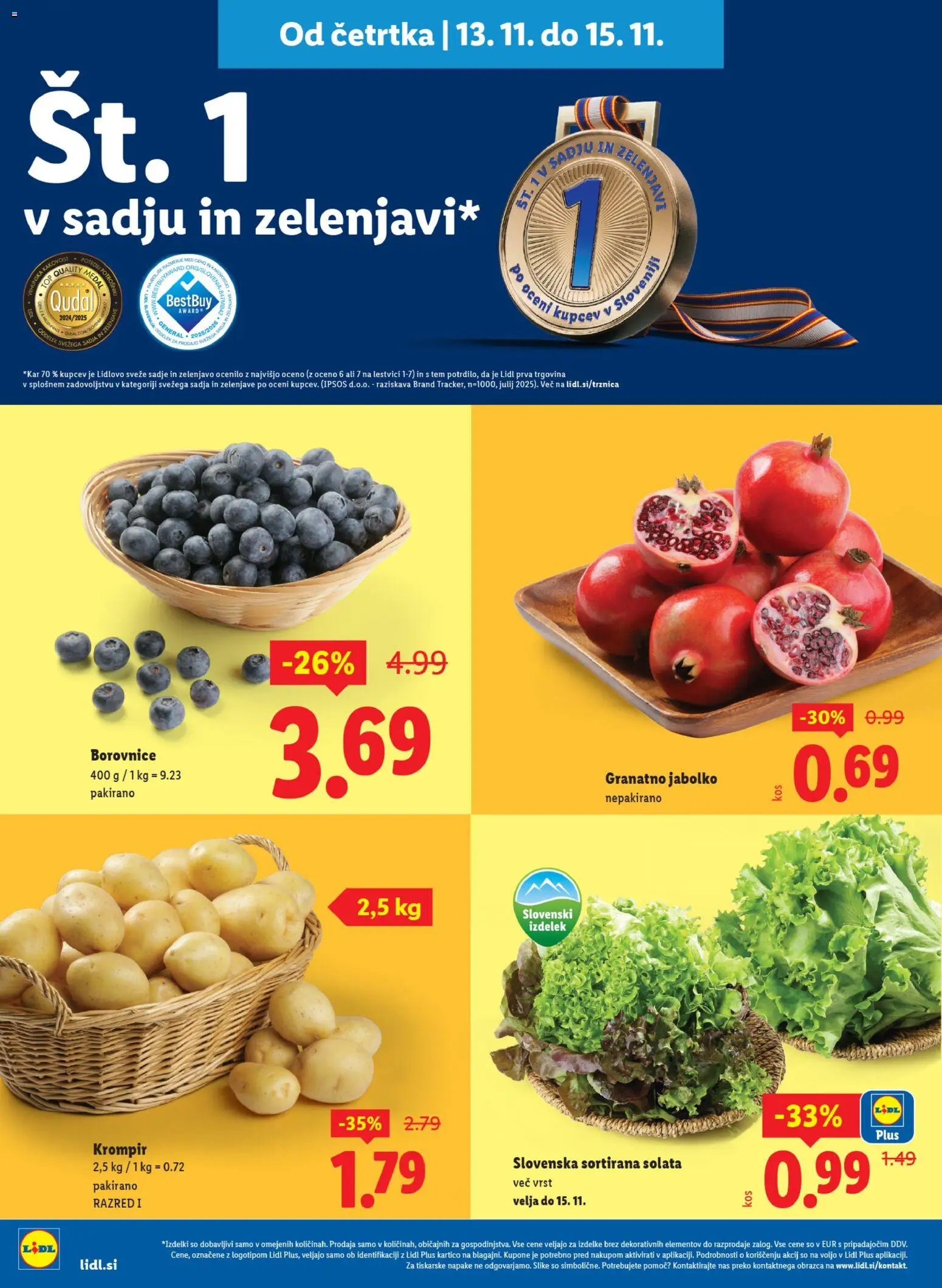 Novi Lidl katalog ponudbe – veljaven od 13.11.2025 | Stran: 4 | Izdelki: Borovnice, Solata, Krompir, Sadje