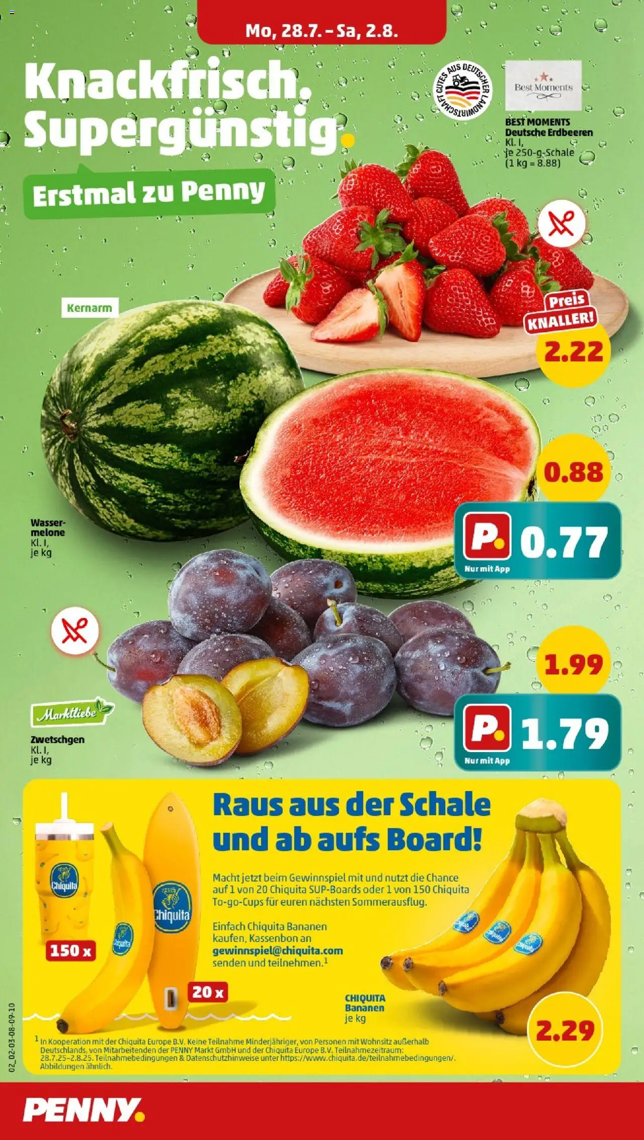 Penny - Niedersachsen - gültig ab dem 28.07.2025 | Seite: 2 | Produkte: Bananen, Wasser, Melone, Erdbeeren