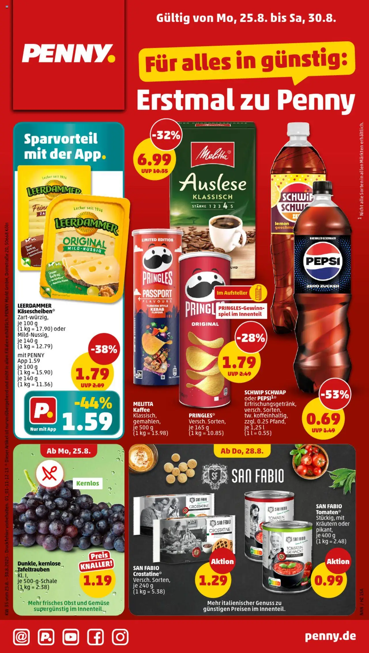 Penny Prospekt 	 - gültig ab dem 25.08.2025 | Seite: 1 | Produkte: Spiel, Gemüse, Obst, Pringles