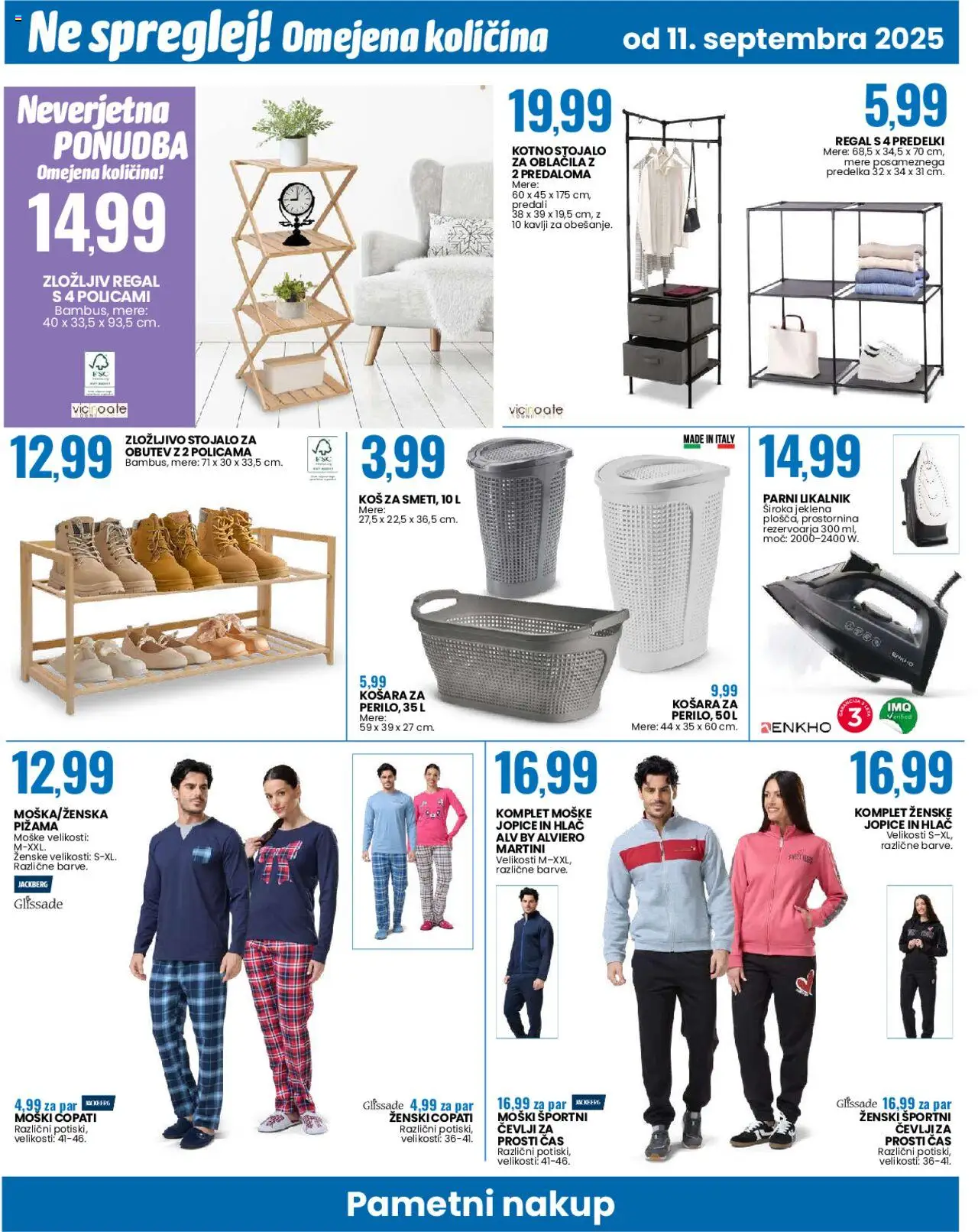 Novi Eurospin katalog ponudbe – veljaven od 11.09.2025 | Stran: 14 | Izdelki: Pižama, Kos, Regal, Oblacila