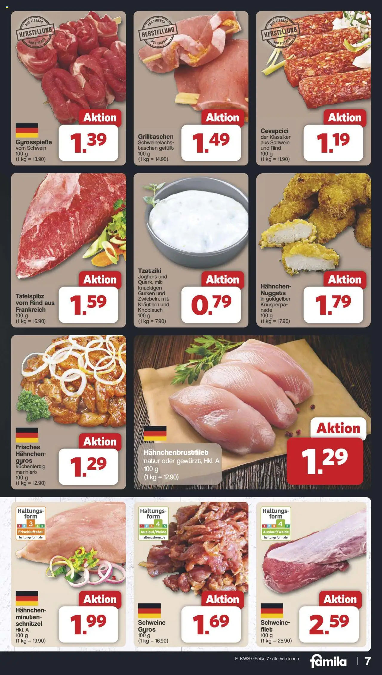 Famila Nordwest Prospekt 	 – gültig ab 22.09.2025 | Seite: 7 | Produkte: Hahnchen, Joghurt, Cevapcici, Gurken