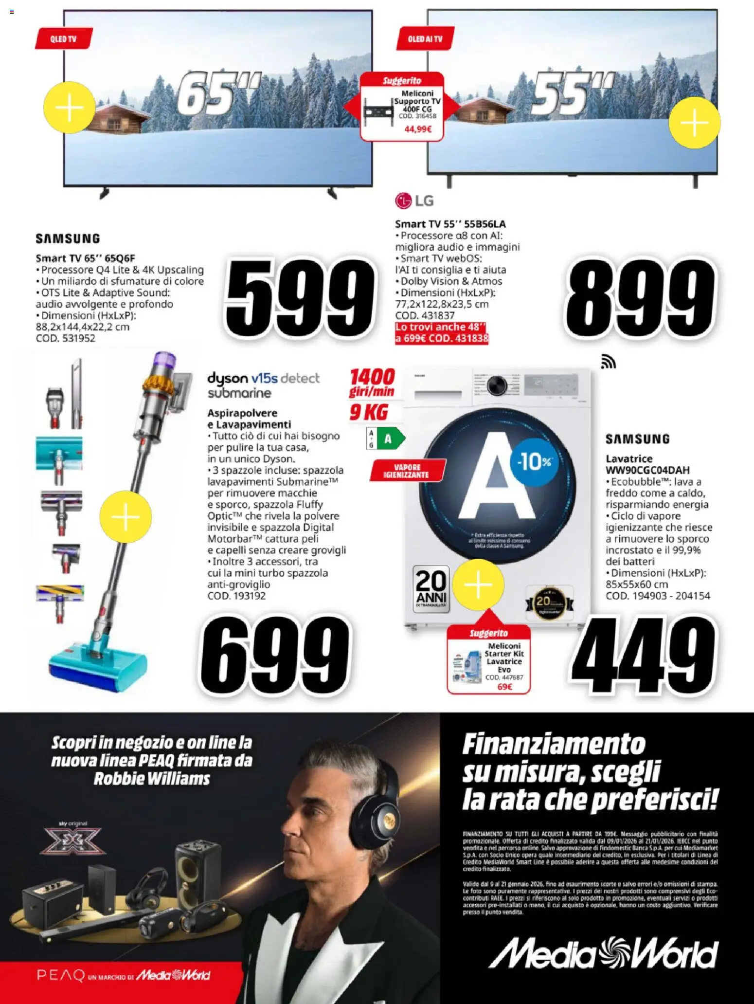 Volantino Media World del 09.01.2026 | Pagina: 32 | Prodotti: smart TV, Audio, Dyson, Samsung