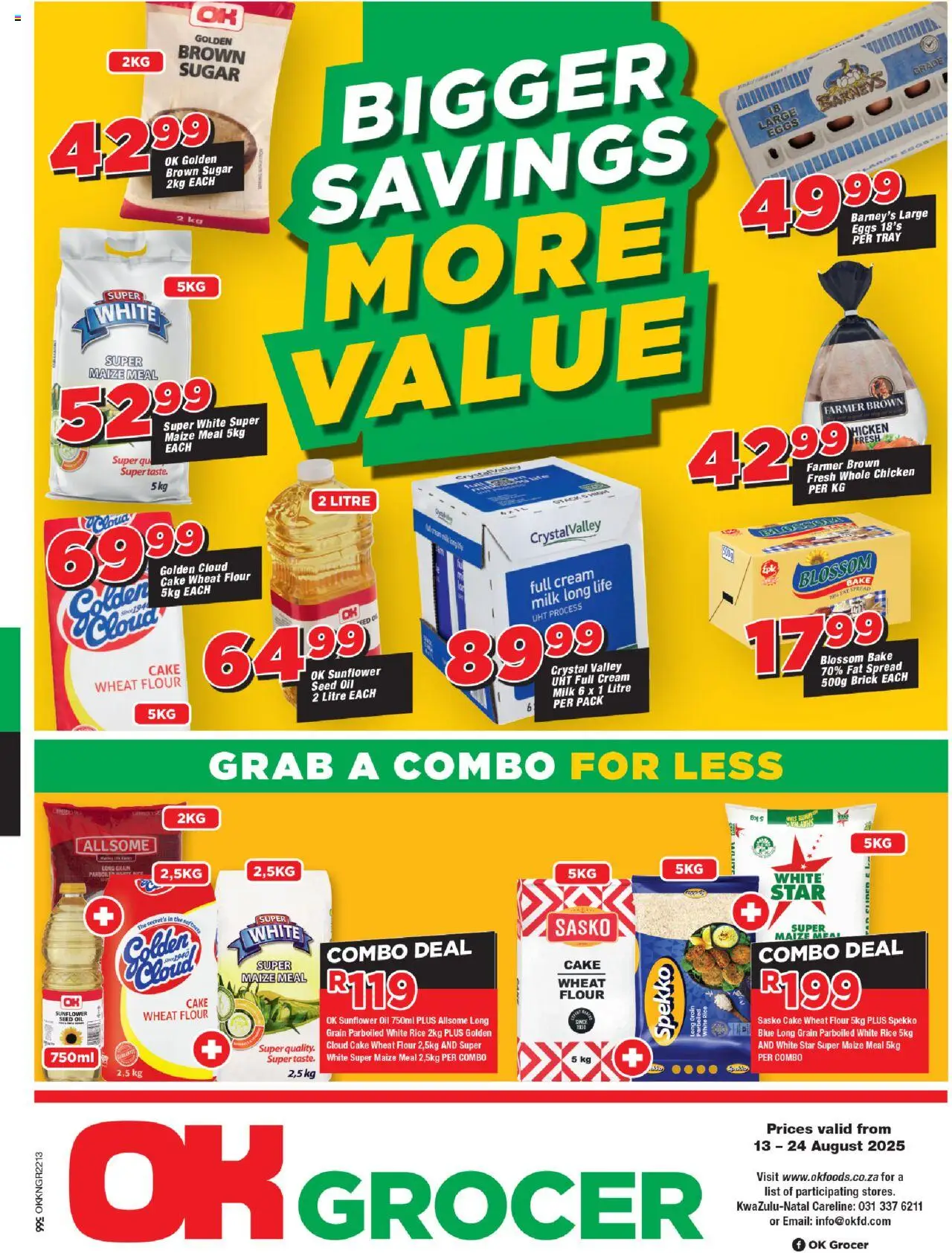 OK Foods KwaZulu-Natal - OK Grocer │ valid from 13.08.2025 | Page: 1 | Products: Cake, Milk, Cream, Fat spread