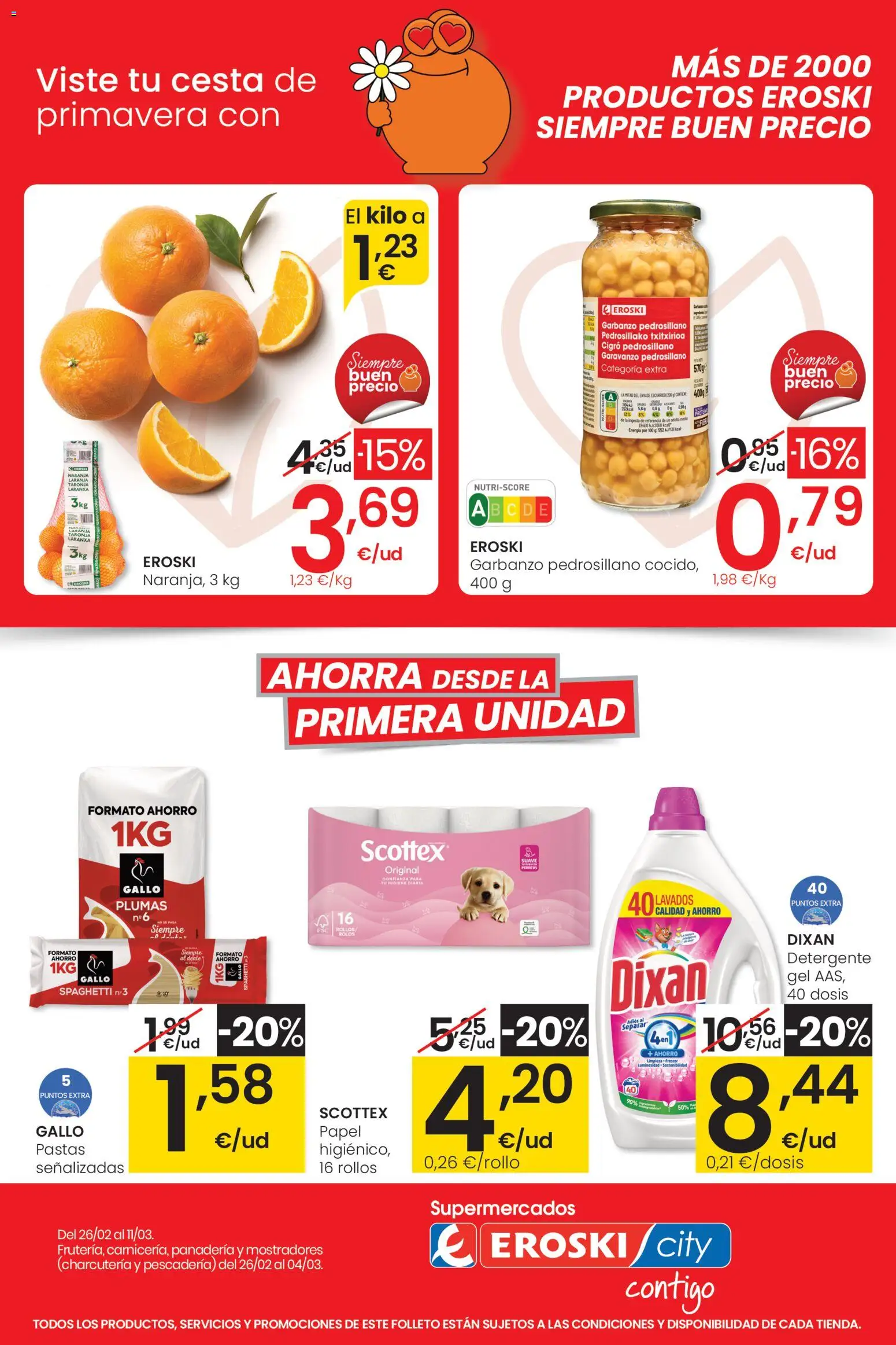 Eroski - Viste tu cesta de primavera City │ válido desde el 26.02.2026 | Página: 1 | Productos: Detergente, Panadería, Cesta