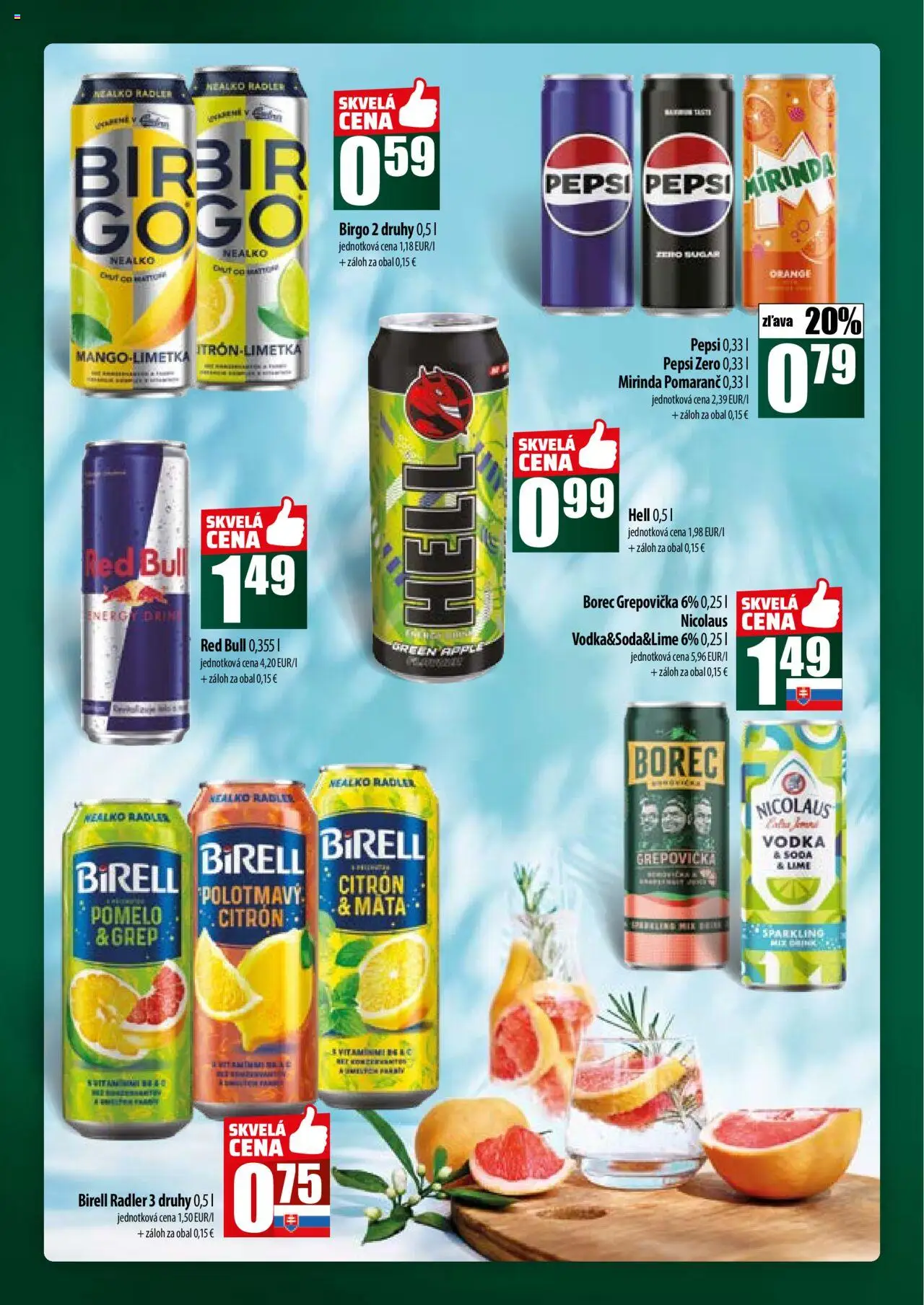 COOP Jednota široká ponuka │ platný od 17.07.2025 | Strana: 48 | Produkty: Birell, Pepsi, Mirinda, Pomelo
