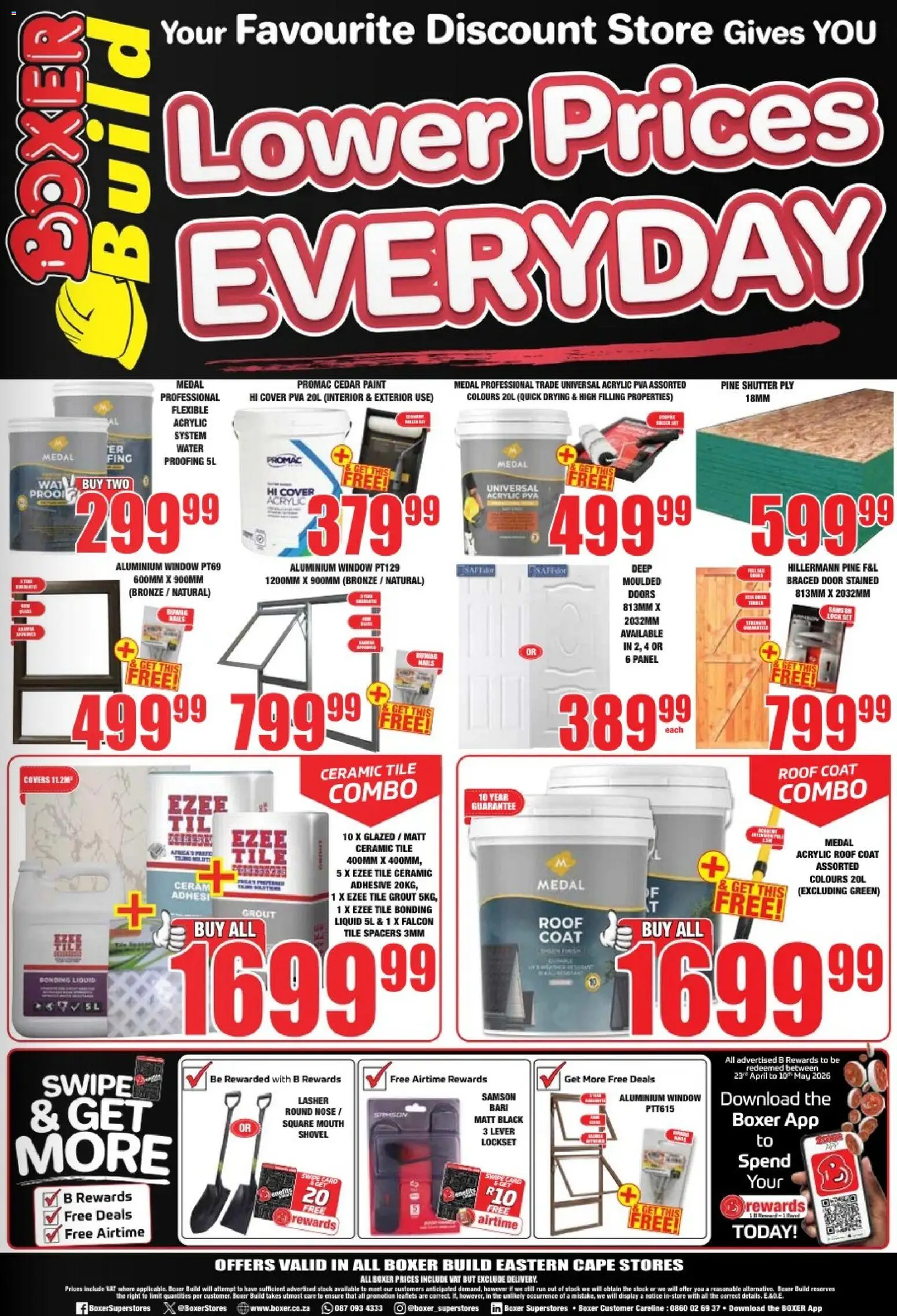 New Boxer catalogue – valid from 09.04.2026 | Page: 2 | Products: Tile grout, Stock, Bonding liquid, Water