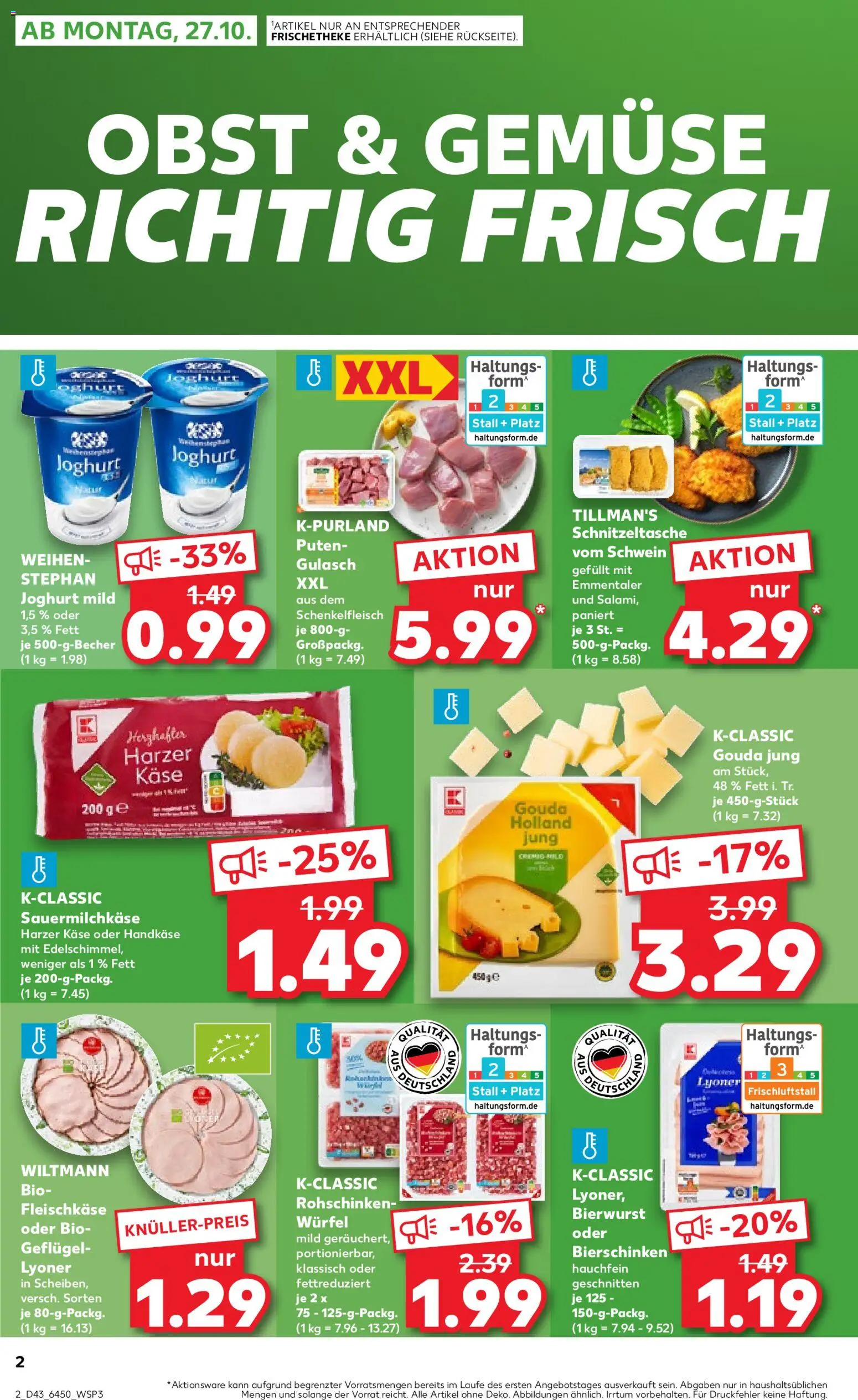 Kaufland prospekt Speyer	 – gültig ab 26.10.2025 | Seite: 2 | Produkte: Käse, Gouda, Obst, Gulasch