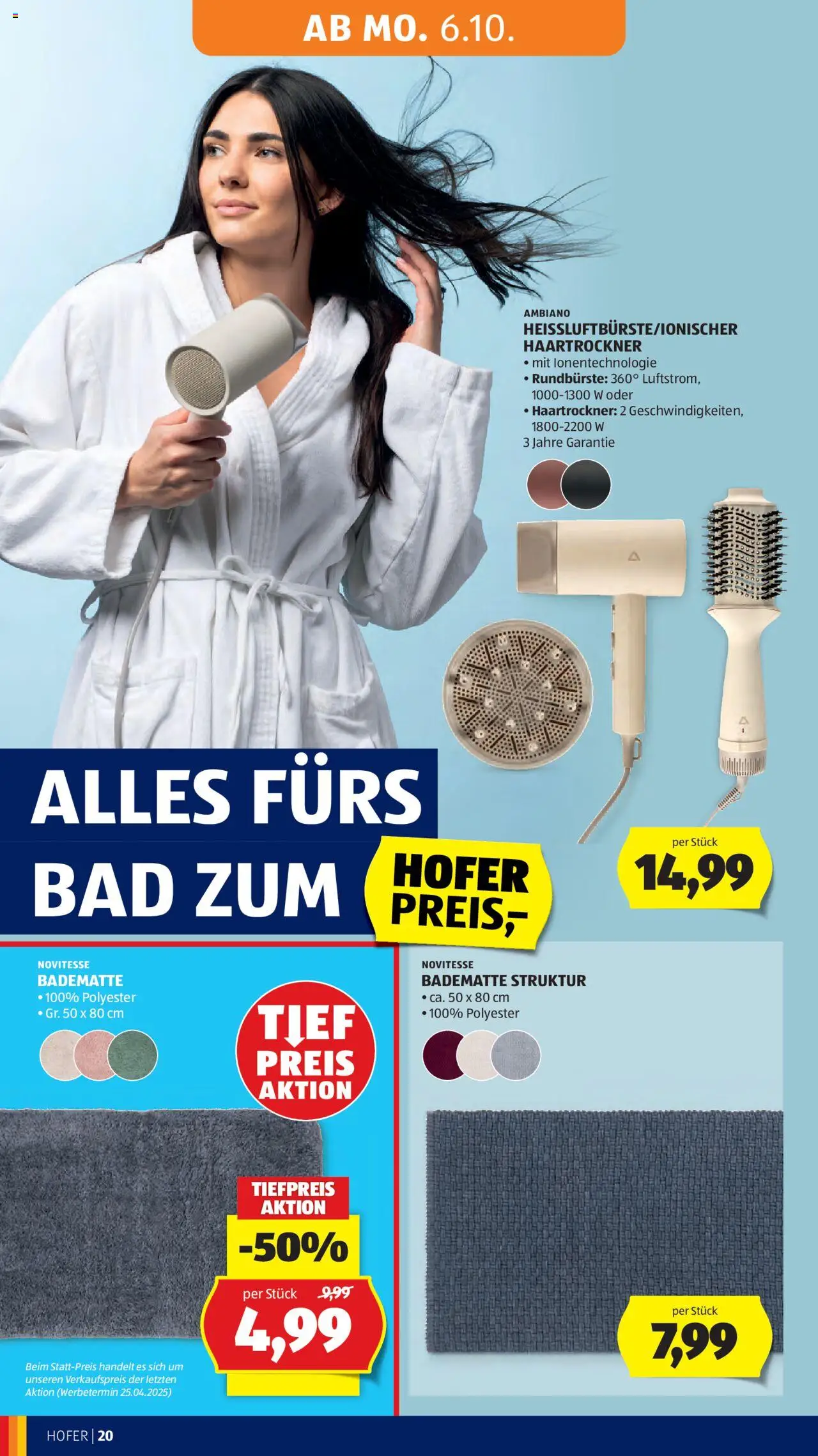 Hofer Flugblatt gültig ab 03.10.2025 | Seite: 24 | Produkte: Haartrockner, Bad