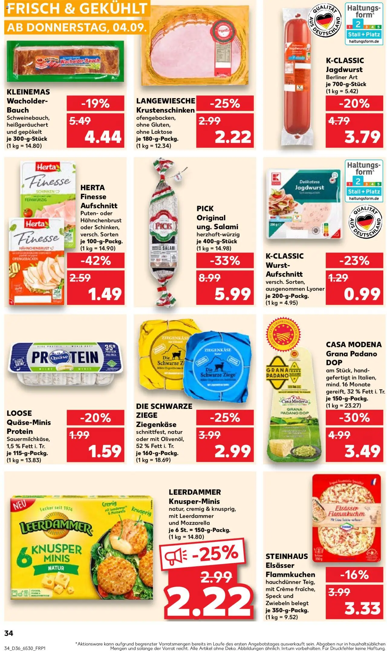 Kaufland prospekt Frankfurt (Oder)	 – gültig ab 07.09.2025 | Seite: 34 | Produkte: Ziegenkäse, Wurst, Salami, Herta finesse