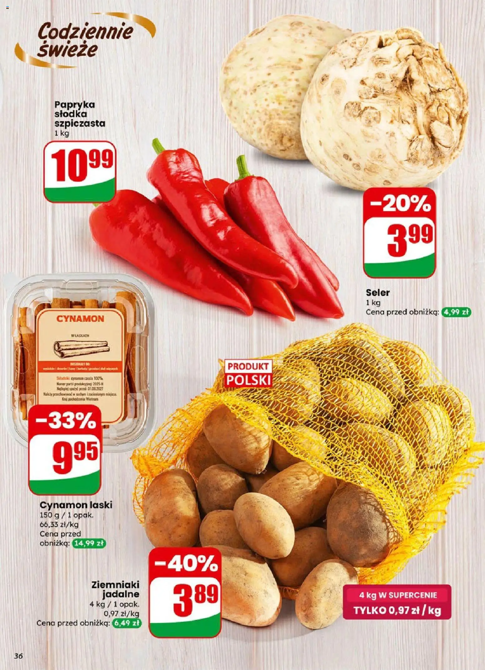 Dino Gazetka od 21.01.2026 | Strona: 36 | Produkty: Cynamon, Papryka, Ziemniaki