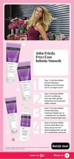 Frizz Ease INFINITE SMOOTH CONDITIONER, Conditioner for frizz-free hair. - Voorbeeld van een folder van Etos, geldig van 16.02.2026 | Pagina: 70 | Producten: Shampoo, Conditioner