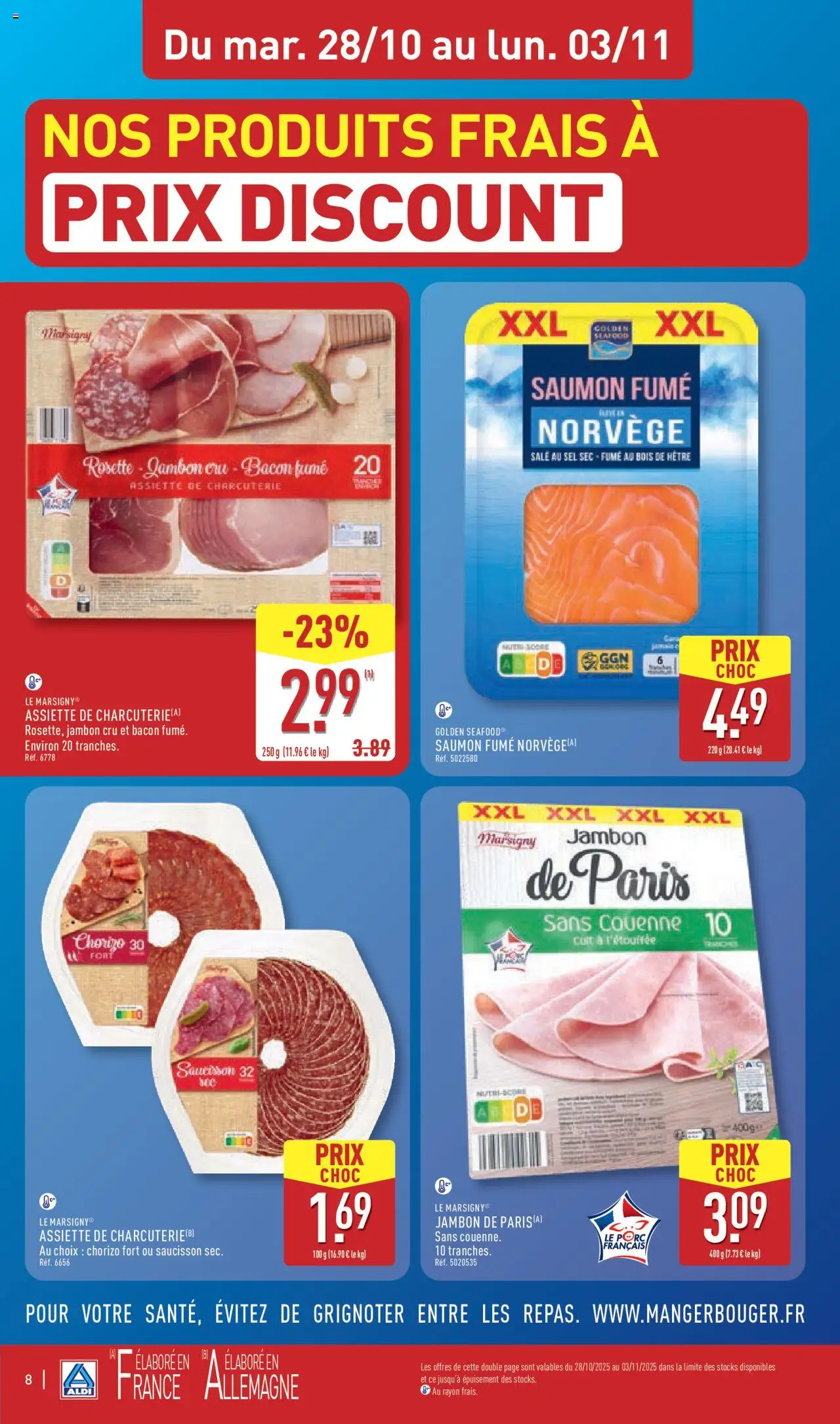 {H1} | Page: 12 | Produits: Saucisson, Sel, Jambon, Saumon