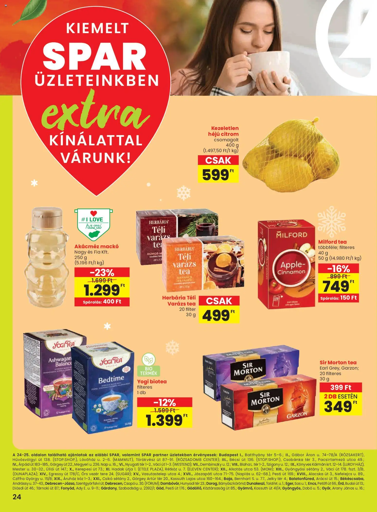 Spar akciós ujság - amely érvényes a következő dátumtól: 02.01.2026 | Oldal: 5 | Termékek: Narancs, Tea, Akácméz, Citrom