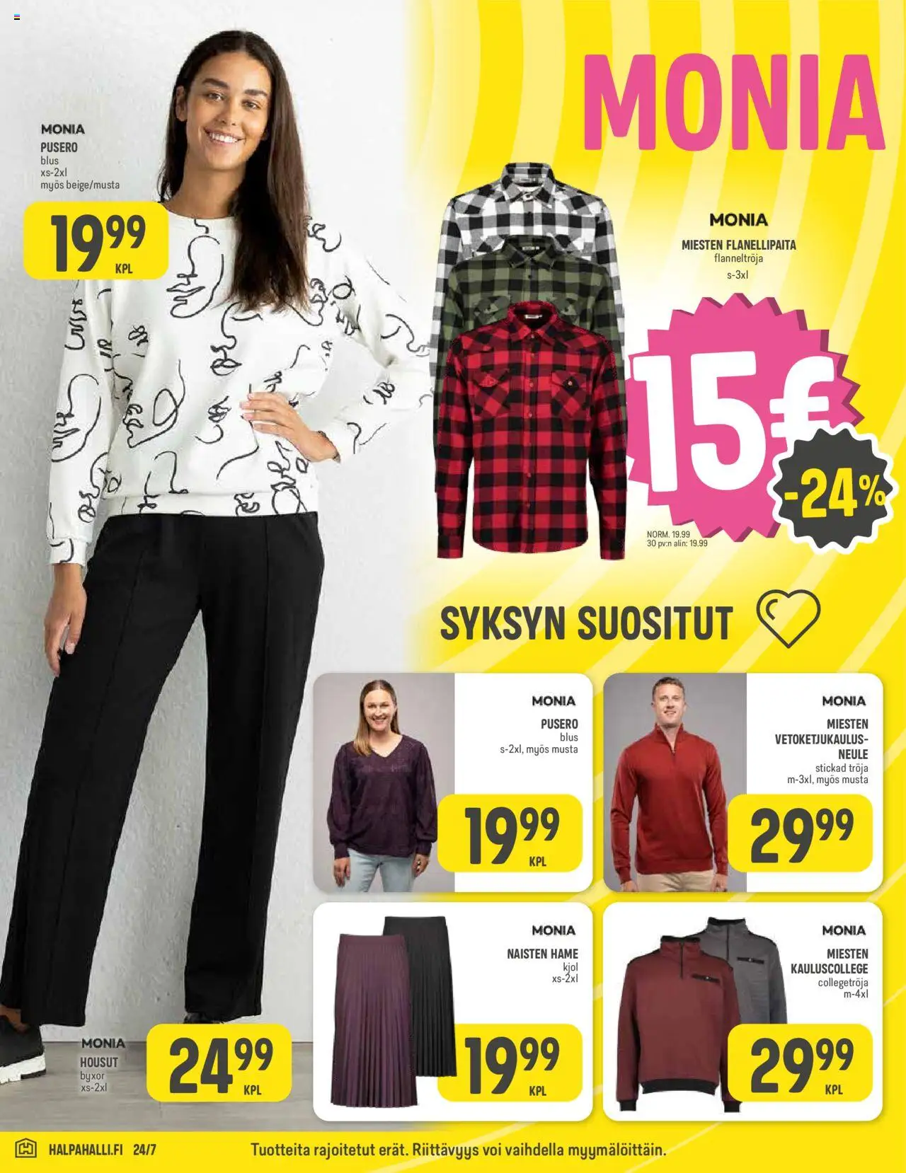 Halpa Halli tarjoukset – voimassa 10.09.2025 alkaen | Sivu: 8 | Tuotteet: Hame, Housut, Voi, Neule