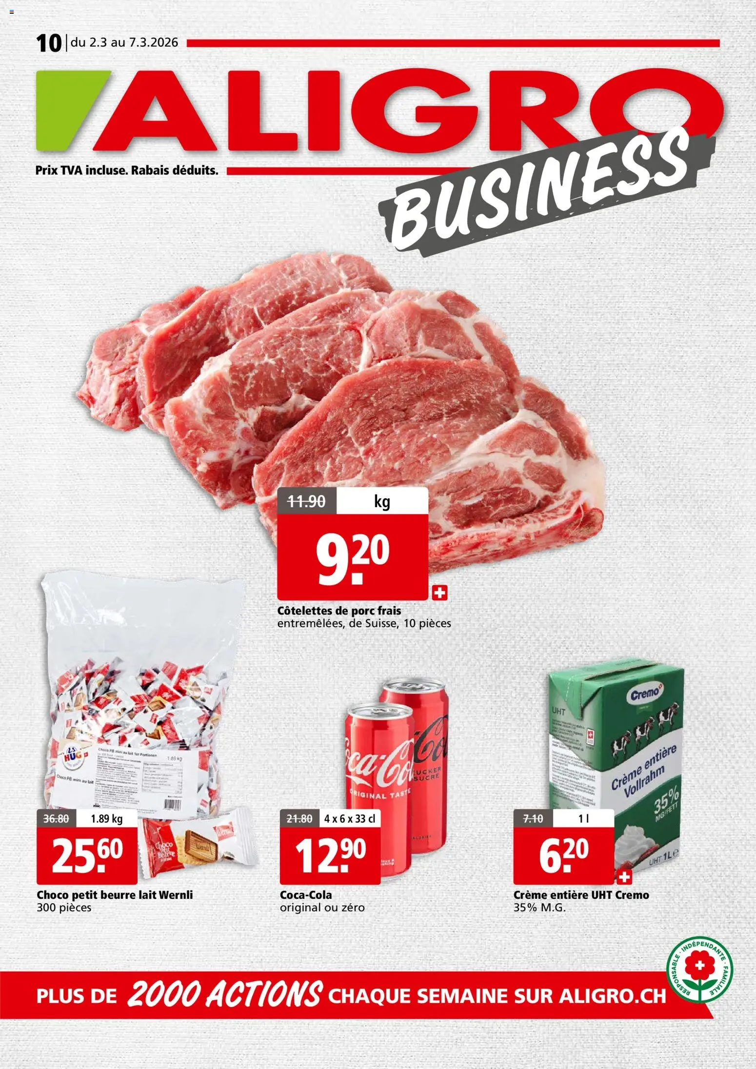 Aligro aktionen Business Chavannes, Matran, Genève, Sion – gültig ab 02.03.2026 | Seite: 1 | Produkte: Creme