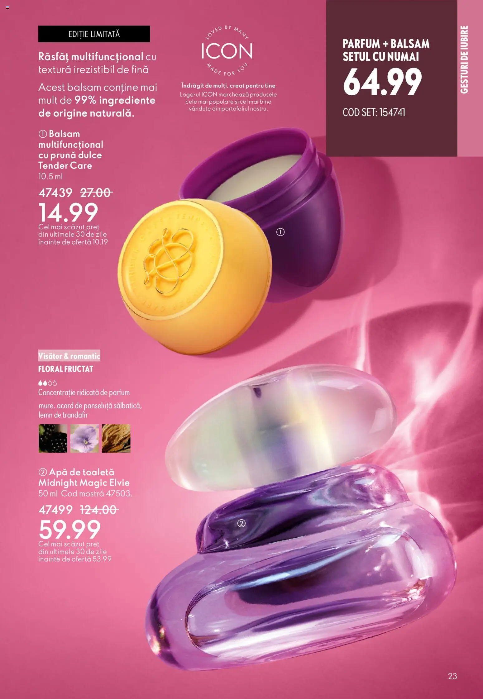 Noul catalog Oriflame – valabil de la 21.01.2026 | Pagină: 23 | Produse: Trandafir, Parfum, Apă de toaletă, Balsam