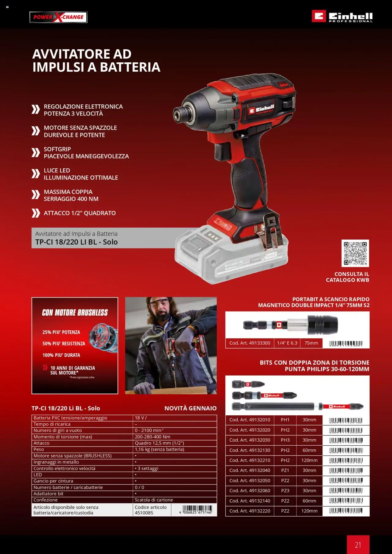 Volantino Einhell del 06.02.2025 | Pagina: 21 | Prodotti: Avvitatore, Cintura, Adattatore, Batterie