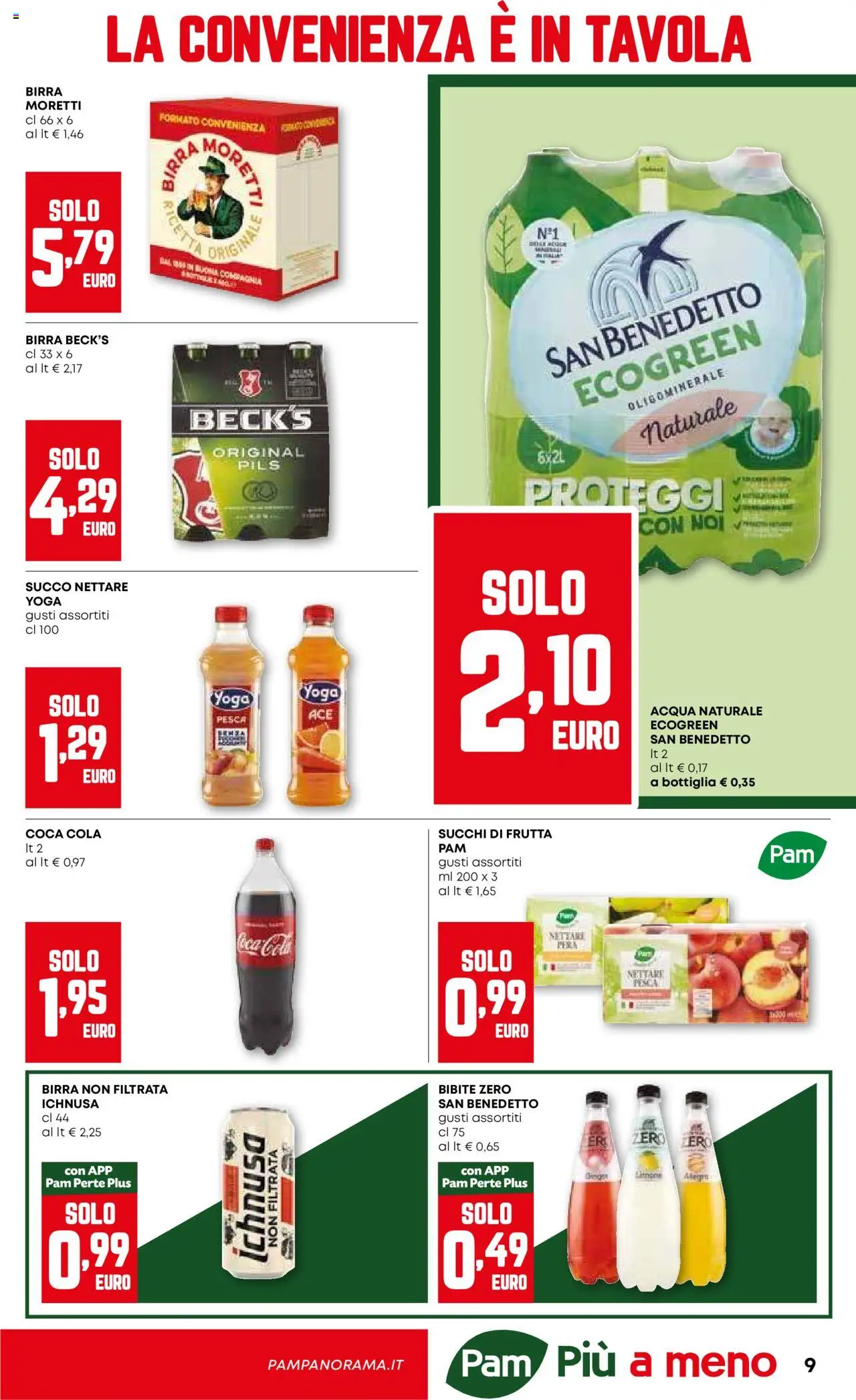 Volantino PAM del 09.10.2025 | Pagina: 9 | Prodotti: Succo, Acqua naturale, Bibite, Bottiglia
