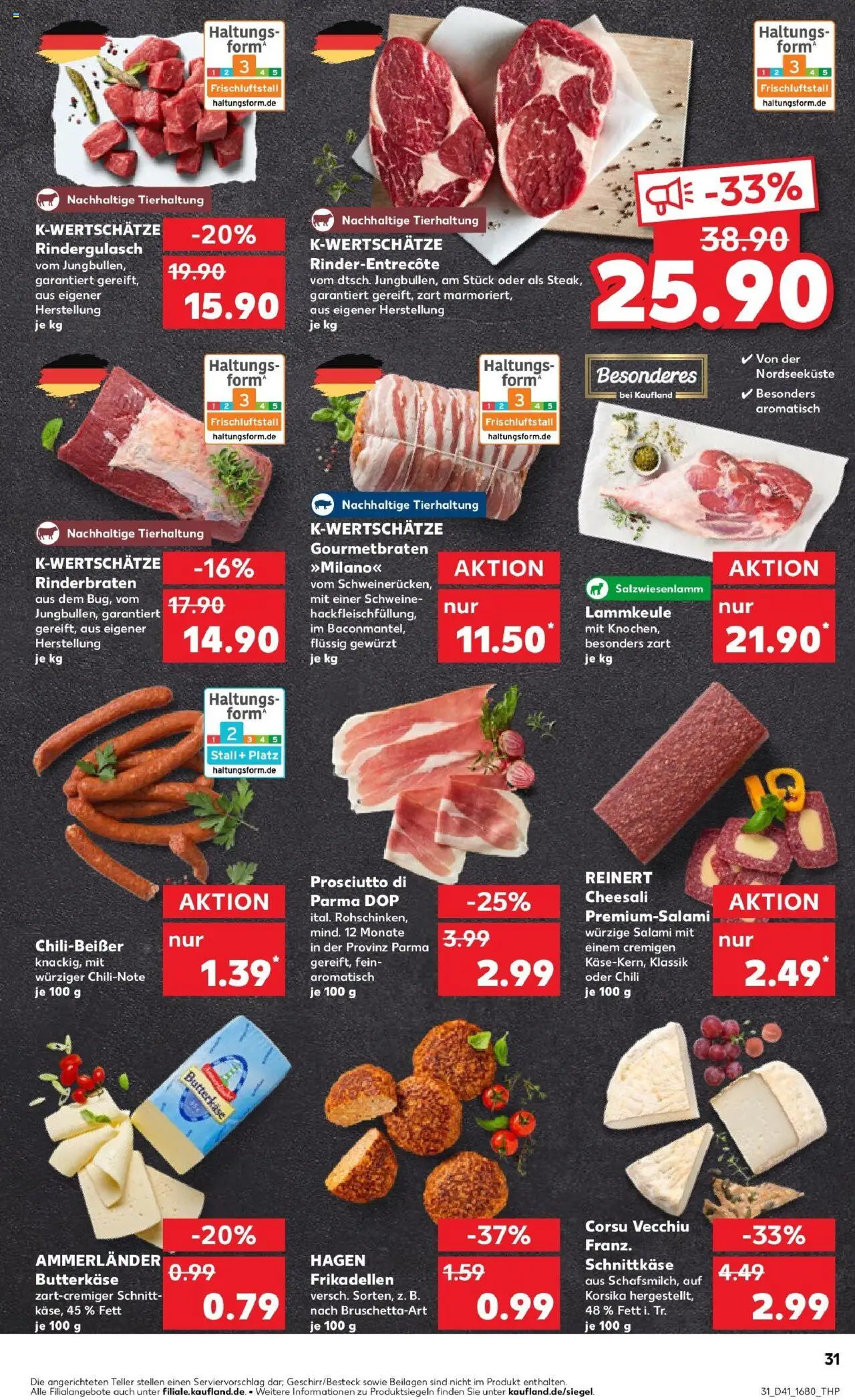 Kaufland prospekt Konstanz	 – gültig ab 13.10.2025 | Seite: 31 | Produkte: Rinderbraten, Rindergulasch, Butter, Salami