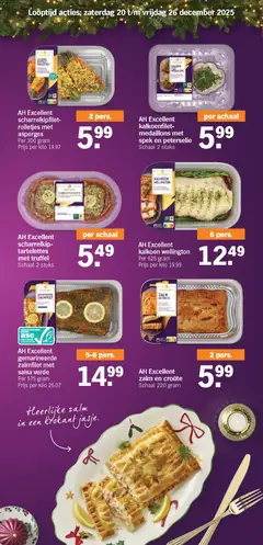 AH Excellent kalkoenfilet-medaillons met spek en peterselie, Kalkoenfilet-medaillons met spek en peterselie, Schaal 2 stuks - Voorbeeld van een folder van Albert Heijn, geldig van 20.12.2025 | Pagina: 12