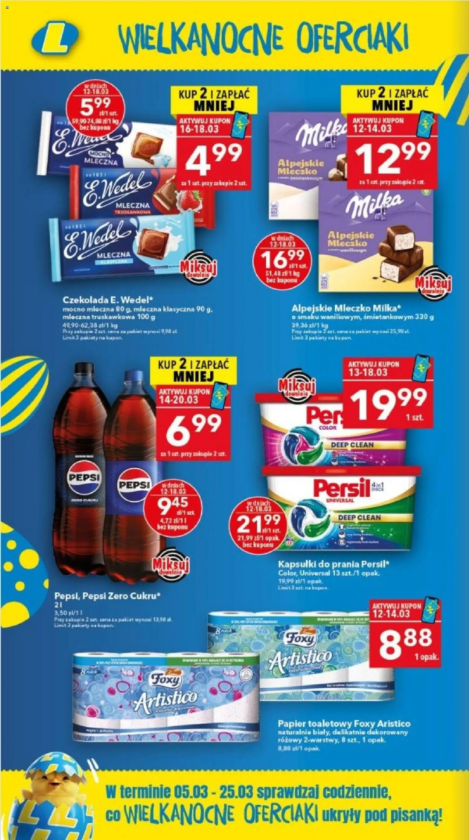 Lewiatan gazetka - Lublin od 12.03.2026 | Strona: 2 | Produkty: Pepsi, Milka, Kapsułki do prania, Czekolada