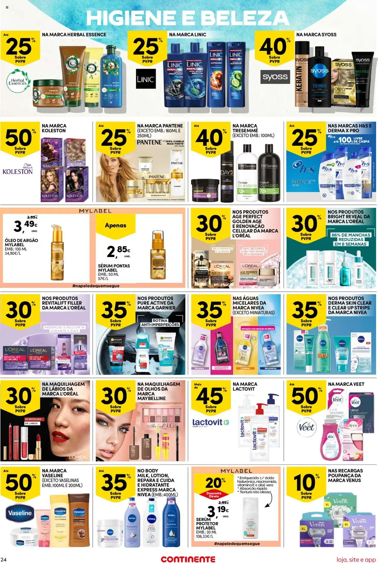 Continente Semanal Continente Bom Dia │ válido de 15.07.2025 | Página: 24 | Produtos: Maquilhagem, Rum, Sérum, Creme