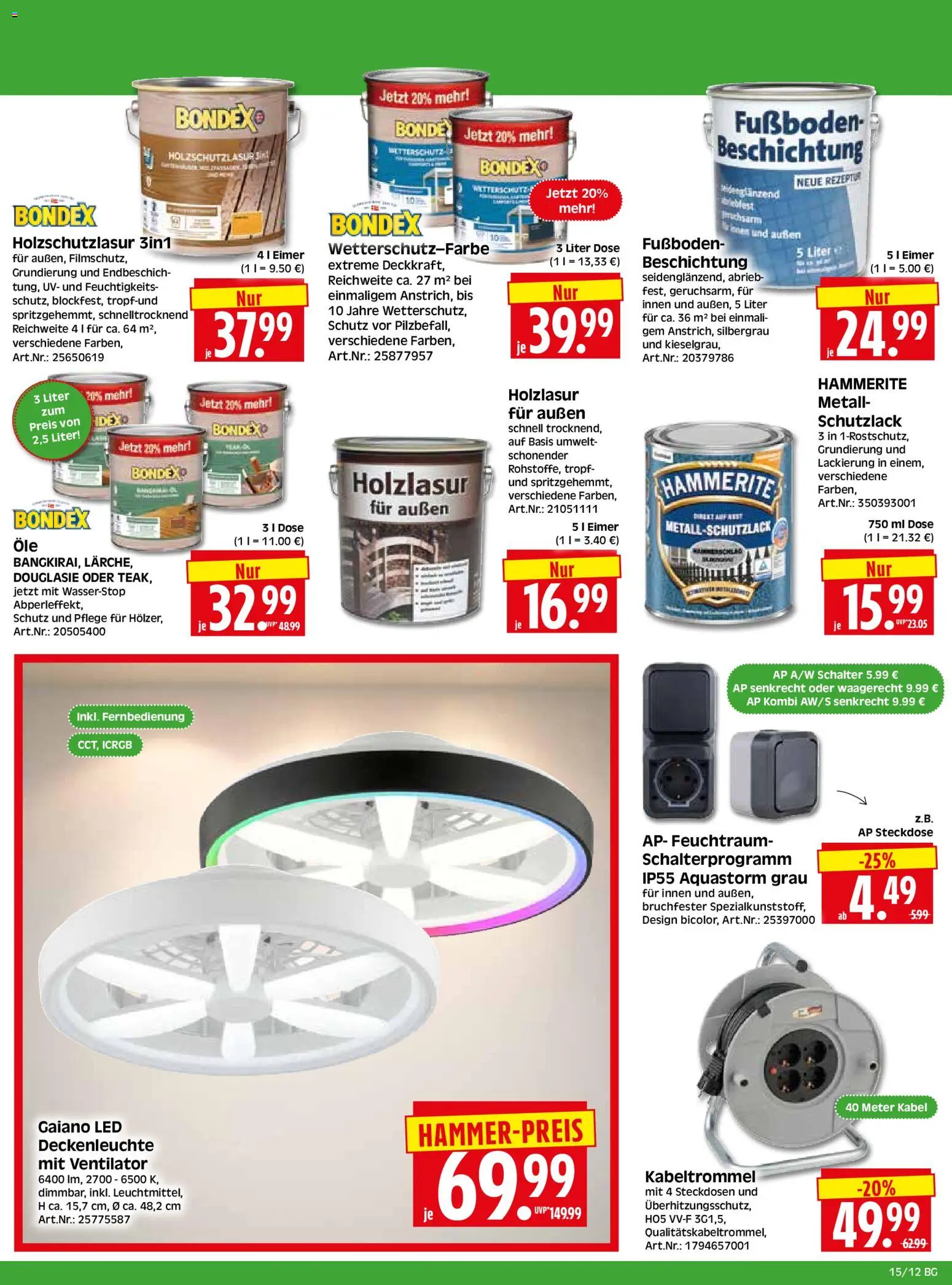 HERKULES - Bau & Garten – gültig ab 07.04.2026 | Seite: 12 | Produkte: Kabel, Ventilator, Steckdose