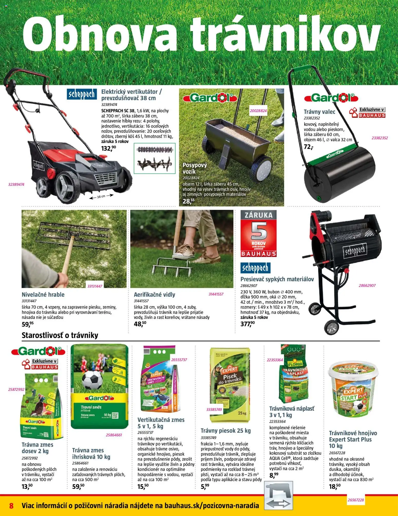 Nové Bauhaus akcie – leták je platný od 09.03.2026 | Strana: 8 | Produkty: Vertikutátor, Kôš, Kondicionér, Substrát