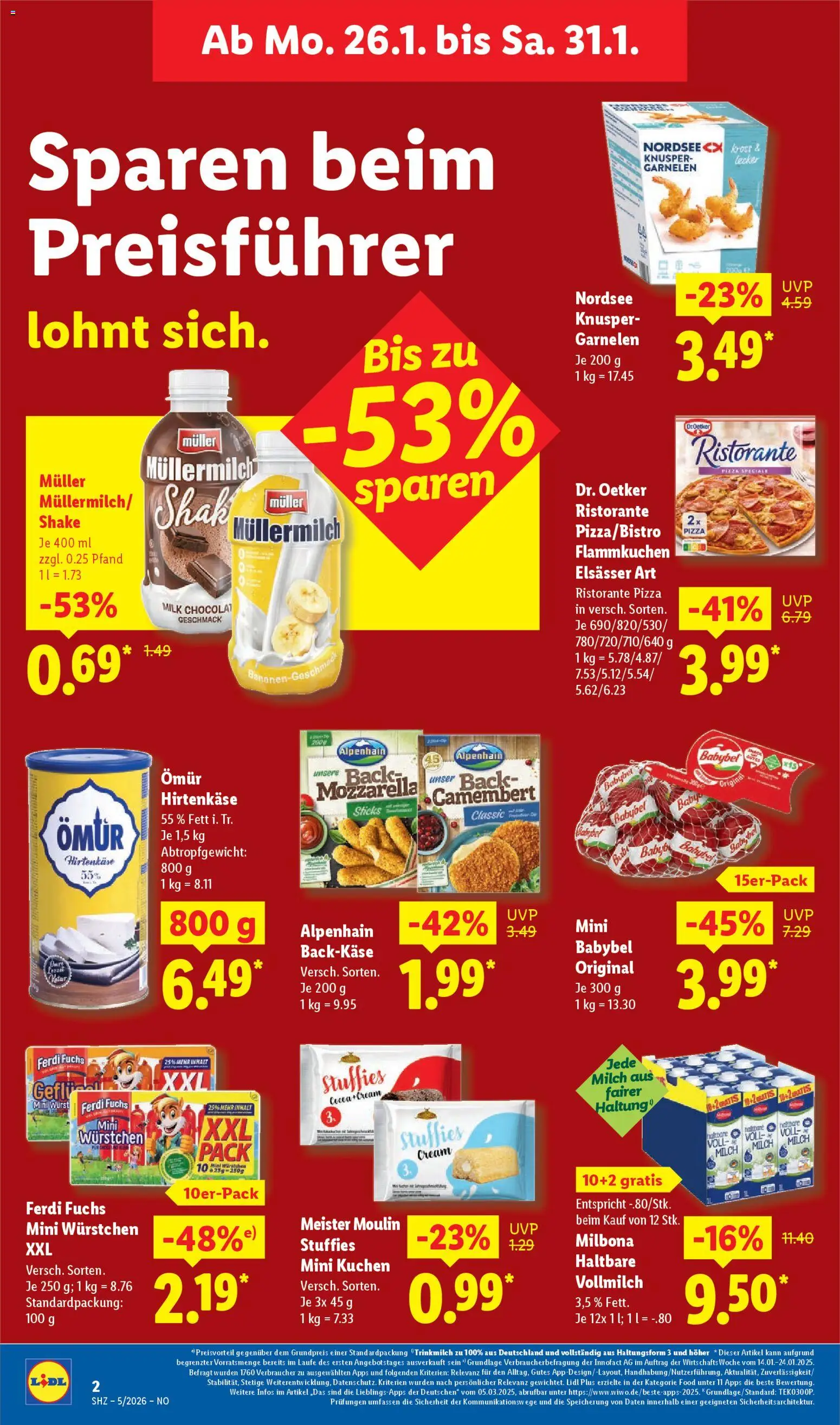 Lidl Prospekt Lüchow – gültig ab 26.01.2026 | Seite: 2 | Produkte: Garnelen, Babybel, Müllermilch, Muller mullermilch
