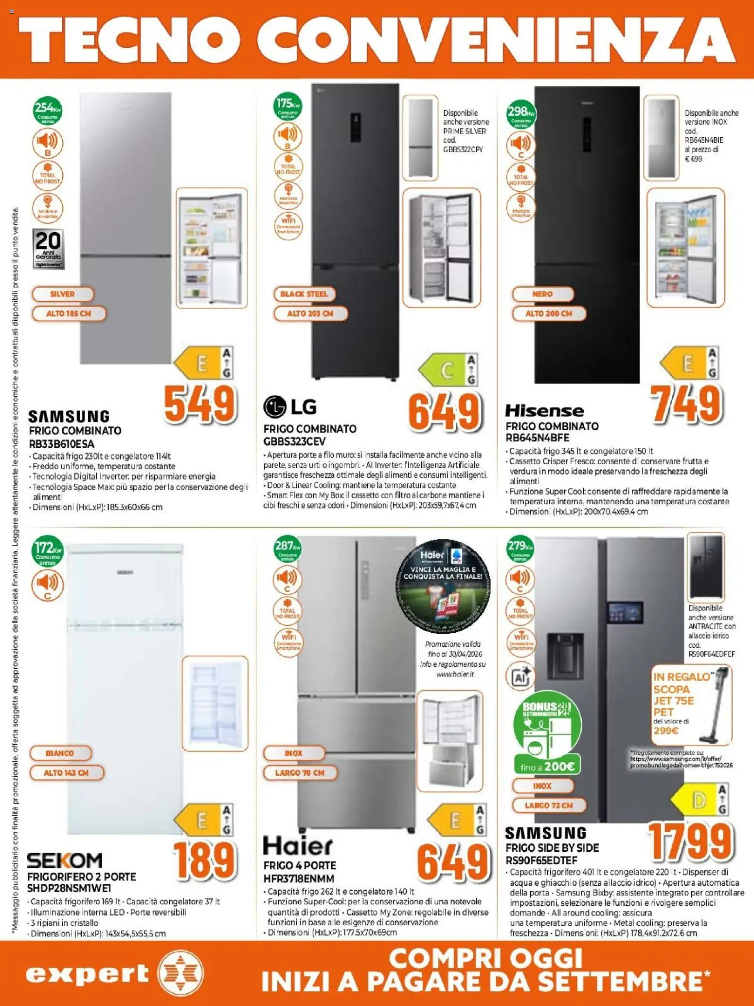 Volantino Expert del 26.03.2026 | Pagina: 17 | Prodotti: Frutta, Scopa, Congelatore, Samsung