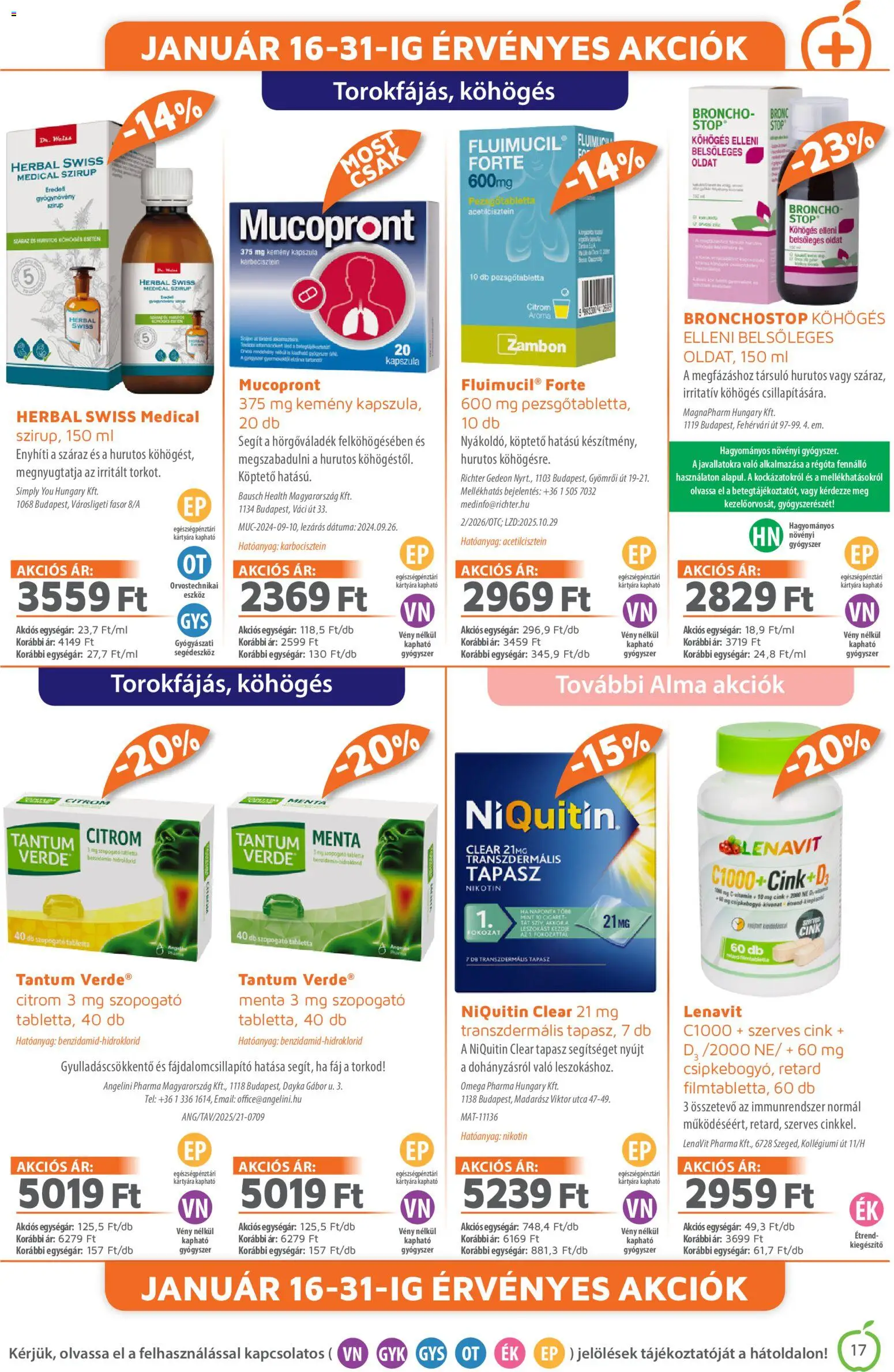 Alma Gyógyszertárak akciós ujság - amely érvényes a következő dátumtól: 01.01.2026 | Oldal: 17 | Termékek: Pezsgőtabletta, Alma, Citrom