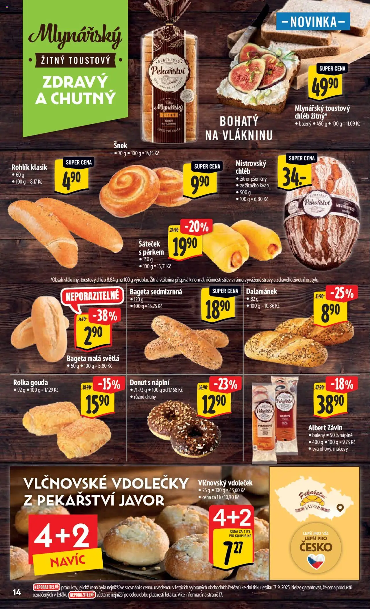 Albert leták - Hypermarket od 24.09.2025 | Strana: 22 | Produkty: Donut, Gouda, Chléb, Dalamánek