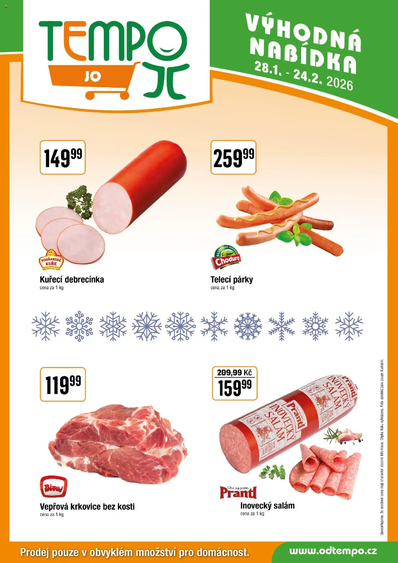 Tempo leták - JO od 28.01.2026 | Strana: 3 | Produkty: Párky, Kuře, Krkovice, Vepřová krkovice