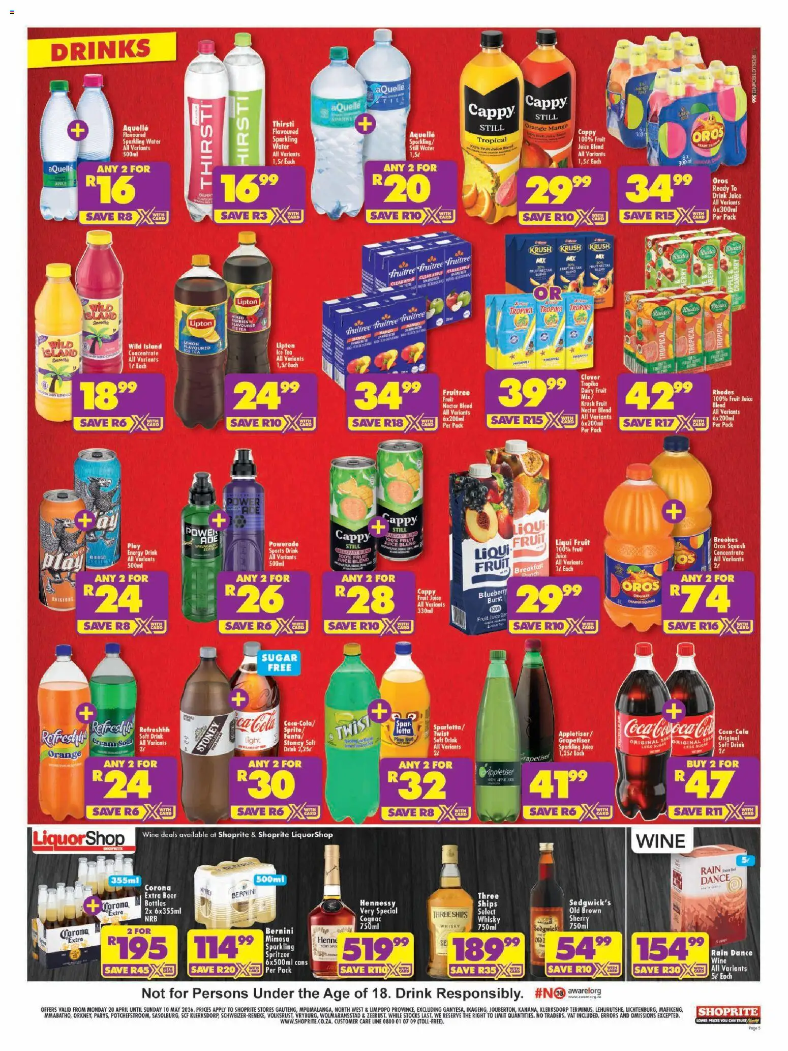 New Shoprite catalogue – valid from 20.04.2026 | Page: 5 | Products: Cream, Water, Lemon, Ensalada de quino