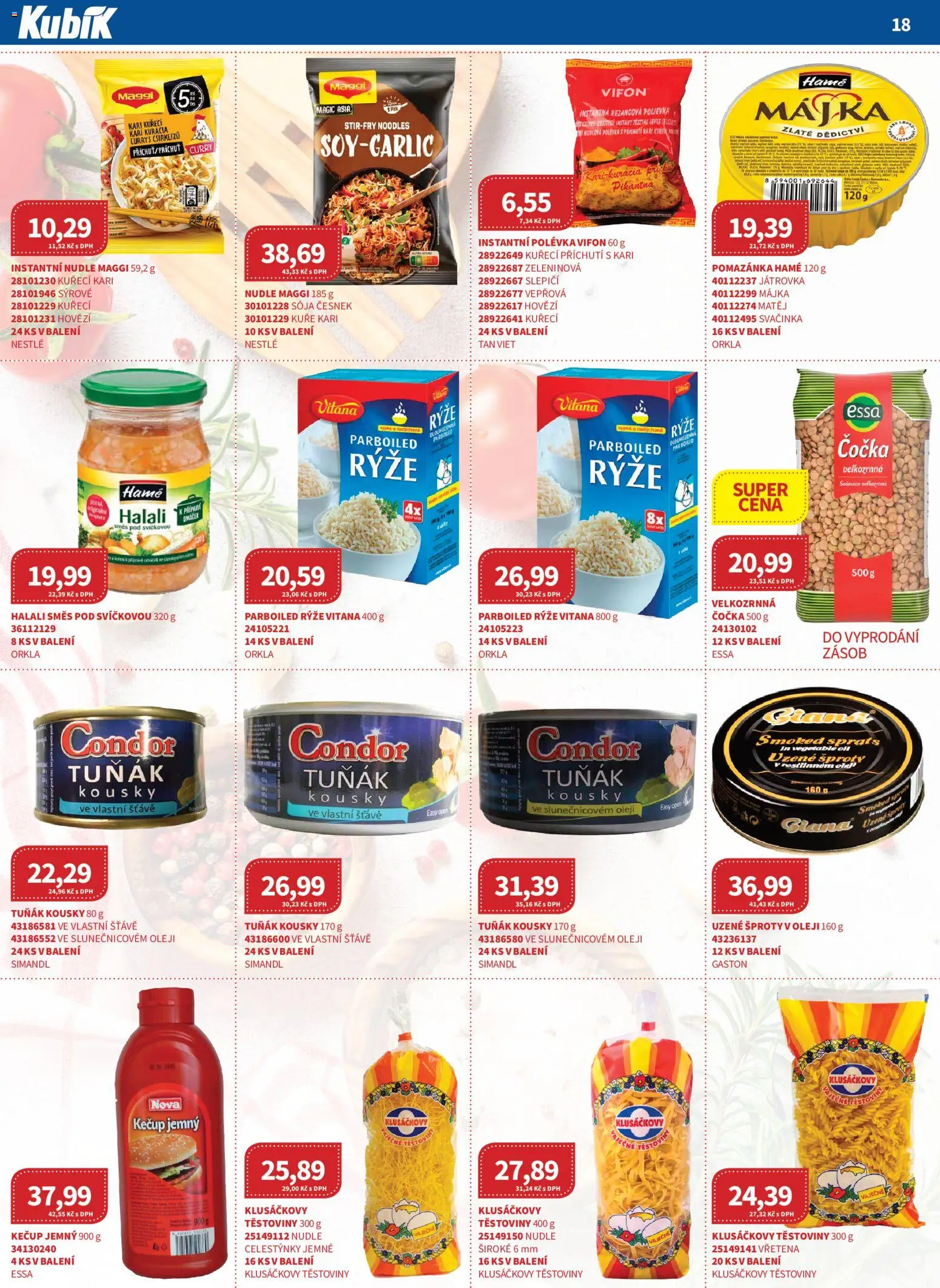 Kubík leták - Velkoobchod 11/2025 od 01.11.2025 | Strana: 18 | Produkty: Tuňák, Maggi, Rýže Vitana, Těstoviny