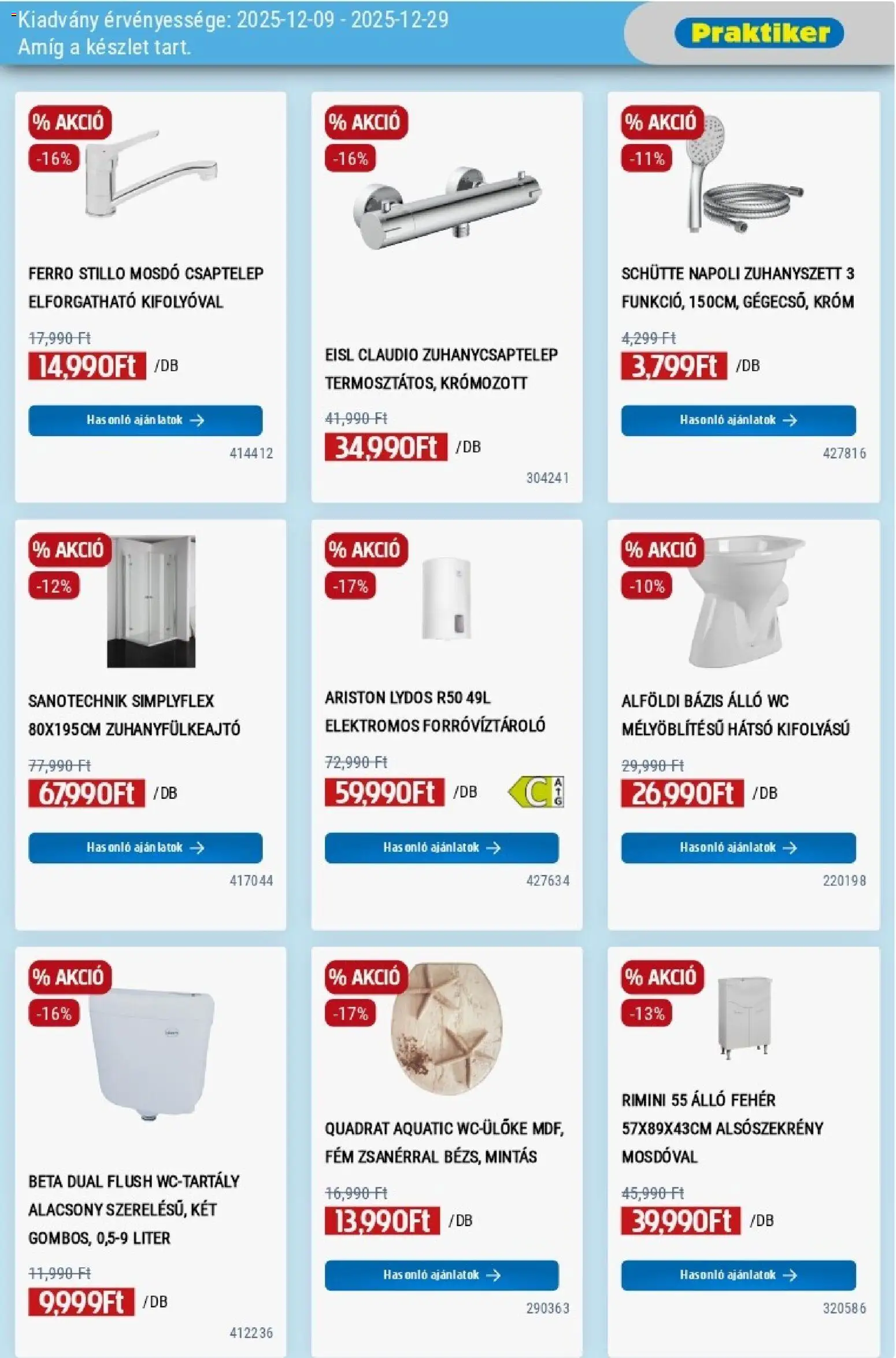 Praktiker akciós ujság - amely érvényes a következő dátumtól: 09.12.2025 | Oldal: 9 | Termékek: Csaptelep, WC, Mosdó