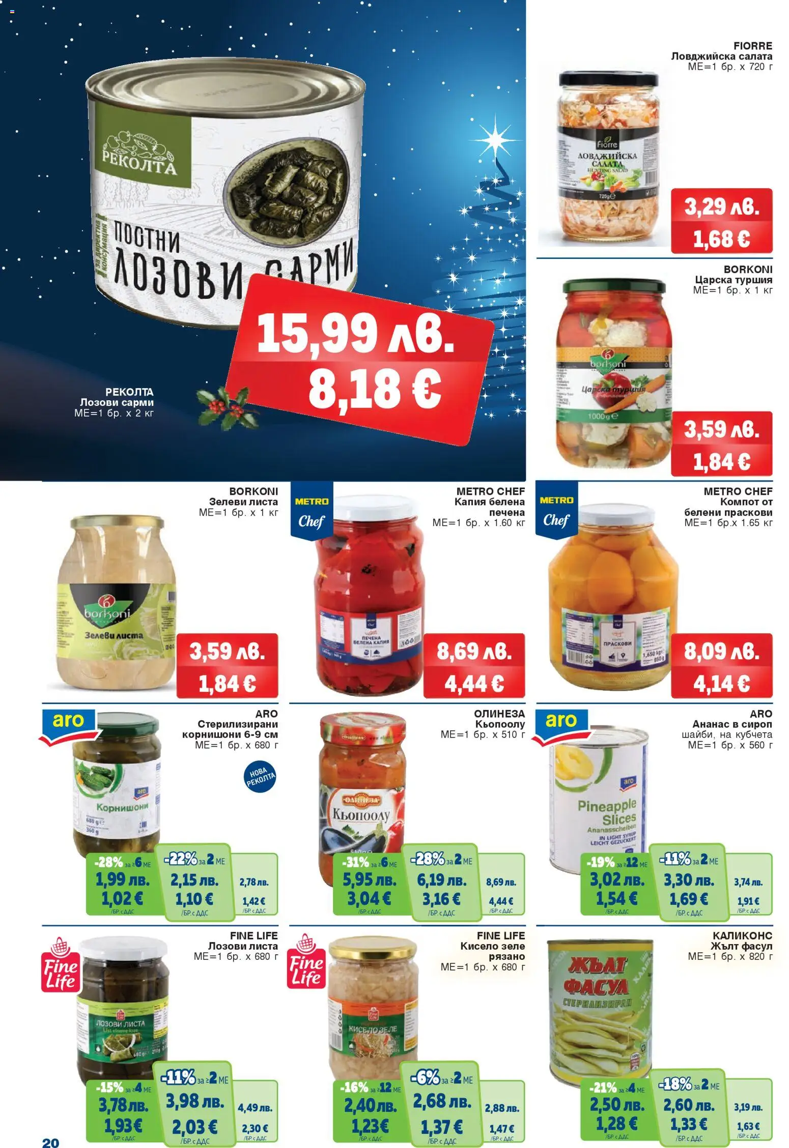 {H1} | Страница: 18 | Продукти: Сироп, Праскови, Сарми, Корнишони