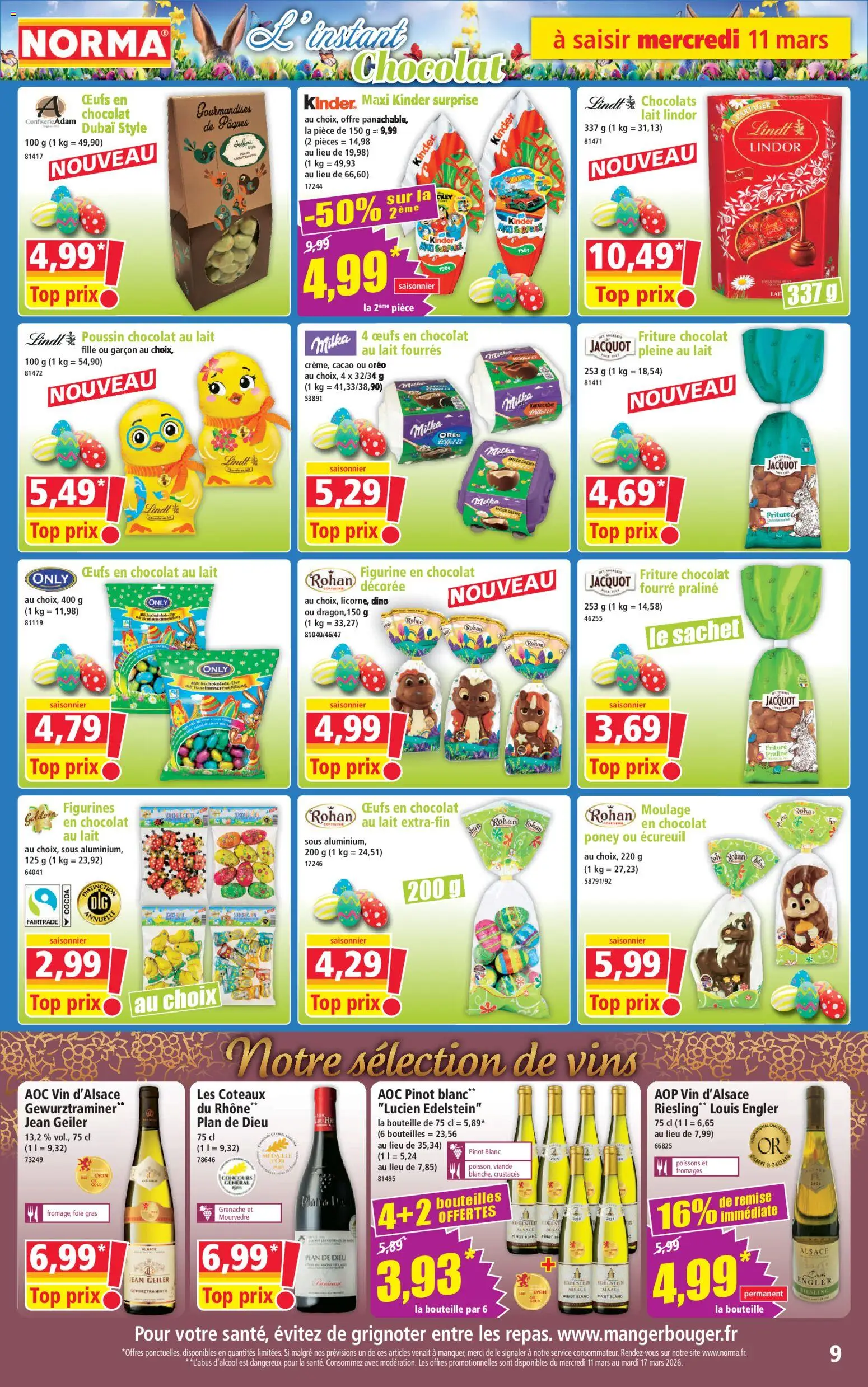 {H1} | Page: 9 | Produits: Œufs, Chocolat, Figurines, Lindt