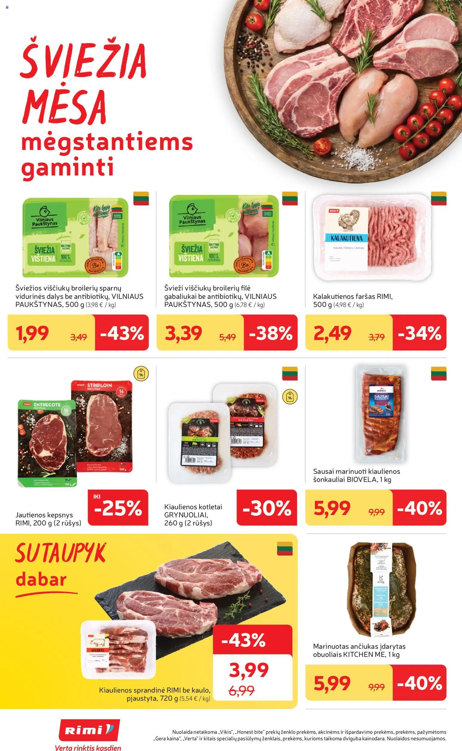 Rimi akcijos nuo 24.02.2026 | Puslapis: 6 | Prekių: Kiaulienos, Jautienos, Vištiena