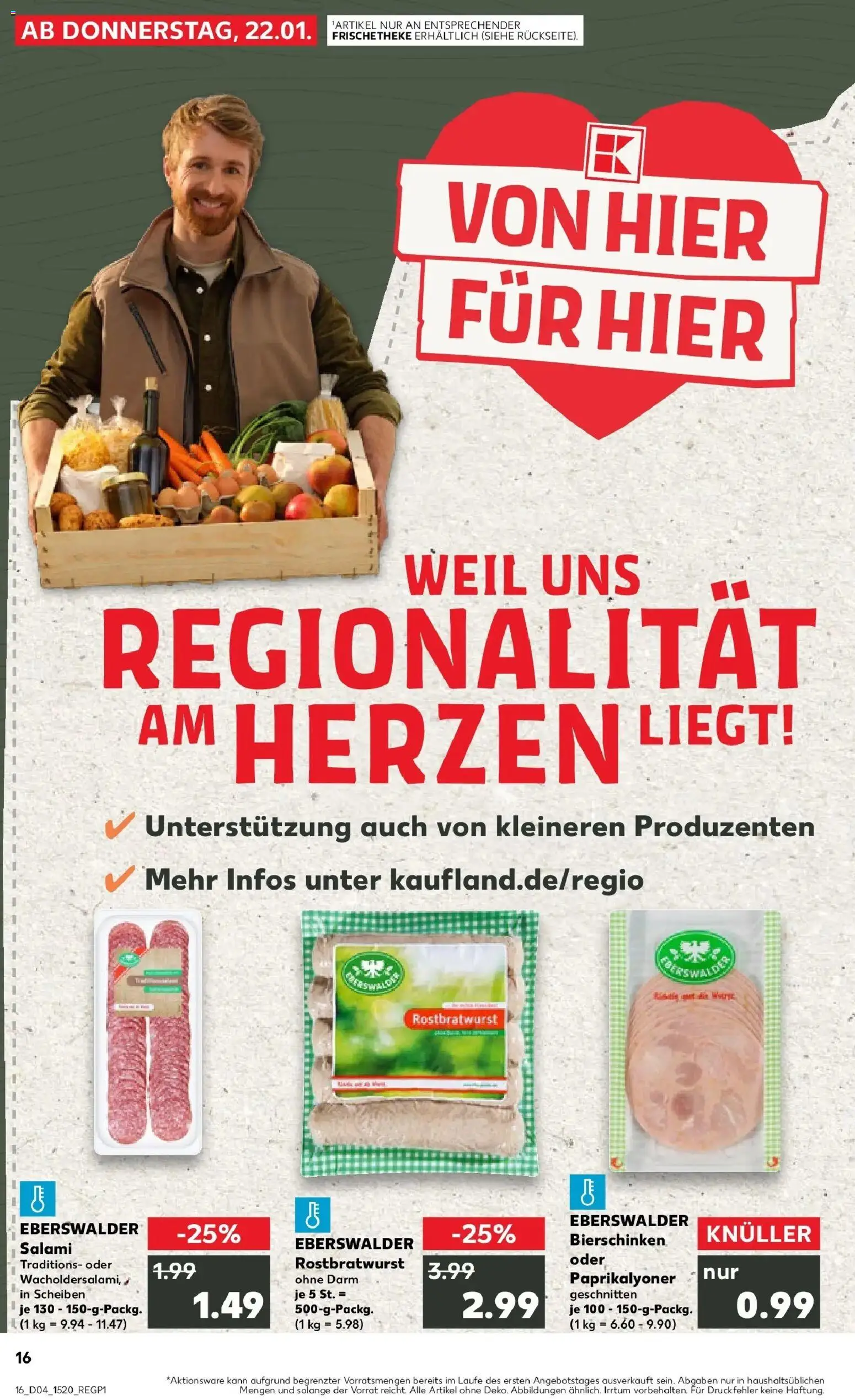 Kaufland prospekt Linthe	 – gültig ab 22.01.2026 | Seite: 1 | Produkte: Salami