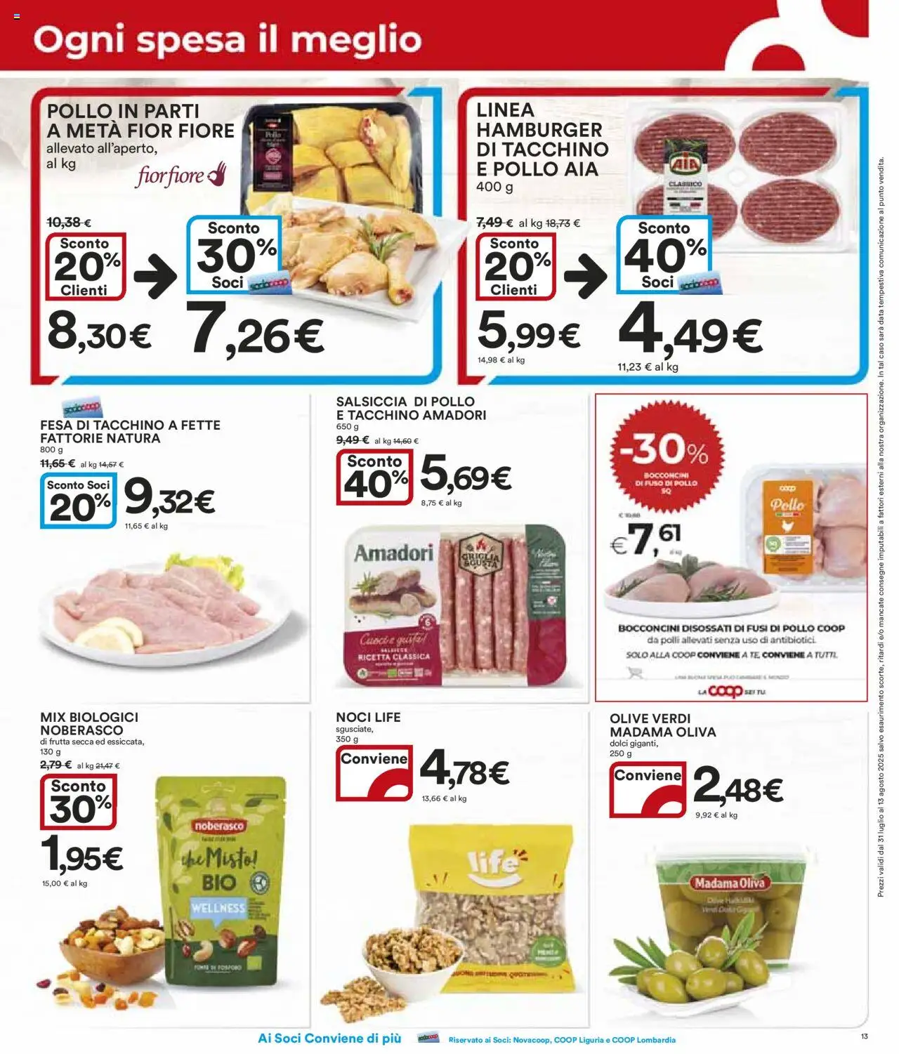Volantino Ipercoop del 31.07.2025 | Pagina: 13 | Prodotti: Pollo, Olive, Noci, Griglia