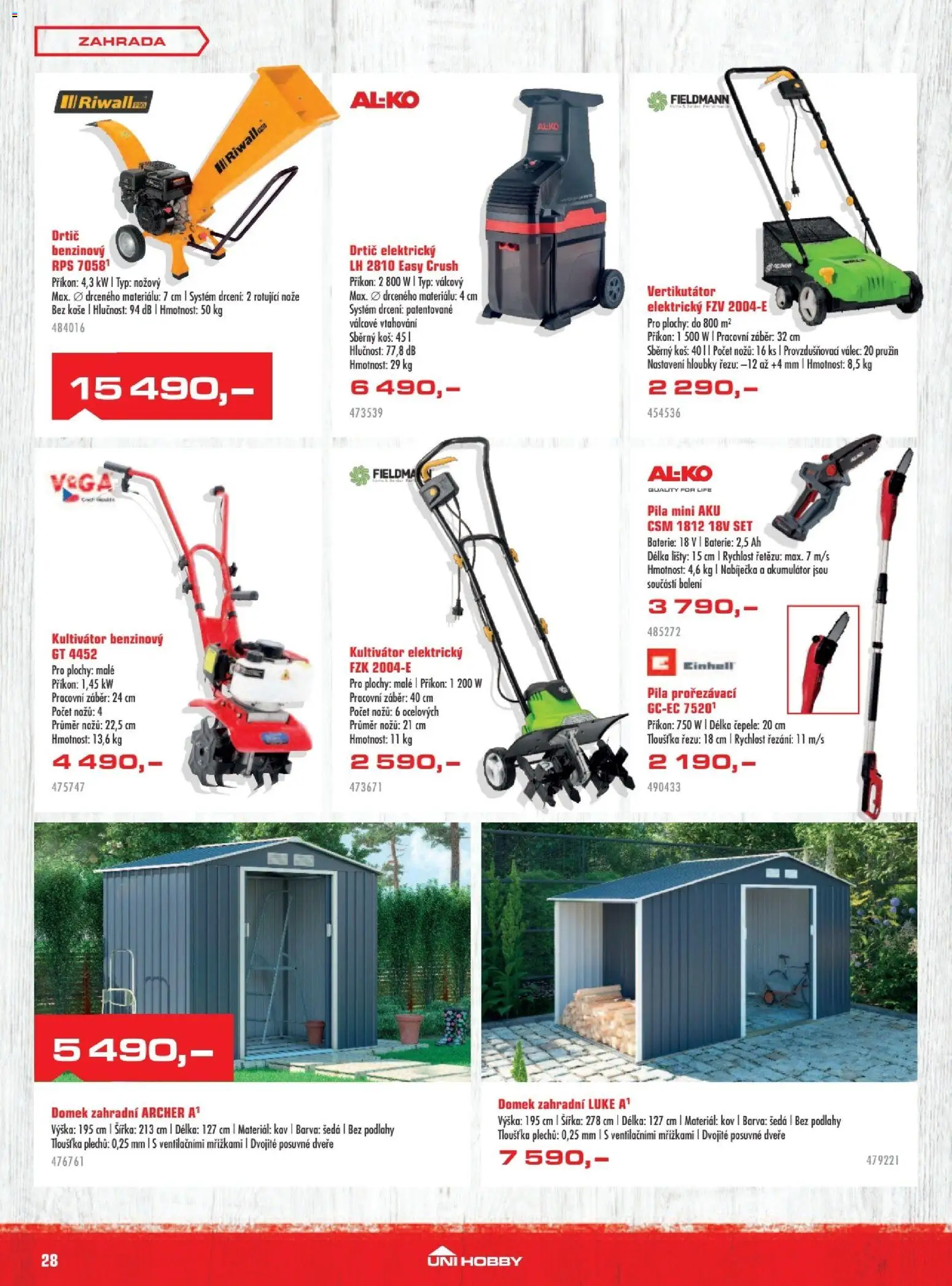 Uni Hobby leták od 29.01.2026 | Strana: 28 | Produkty: Zahrada, Kultivátor, Nože, Drtič