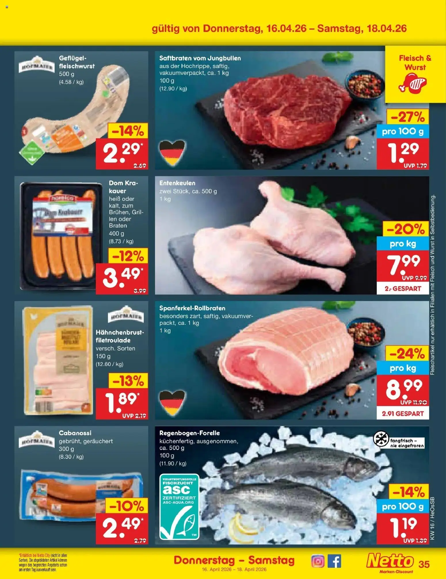 Netto Marken-Discount Prospekt Kröpelin	 – gültig ab 13.04.2026 | Seite: 51 | Produkte: Wurst, Fleisch, Hahnchenbrust