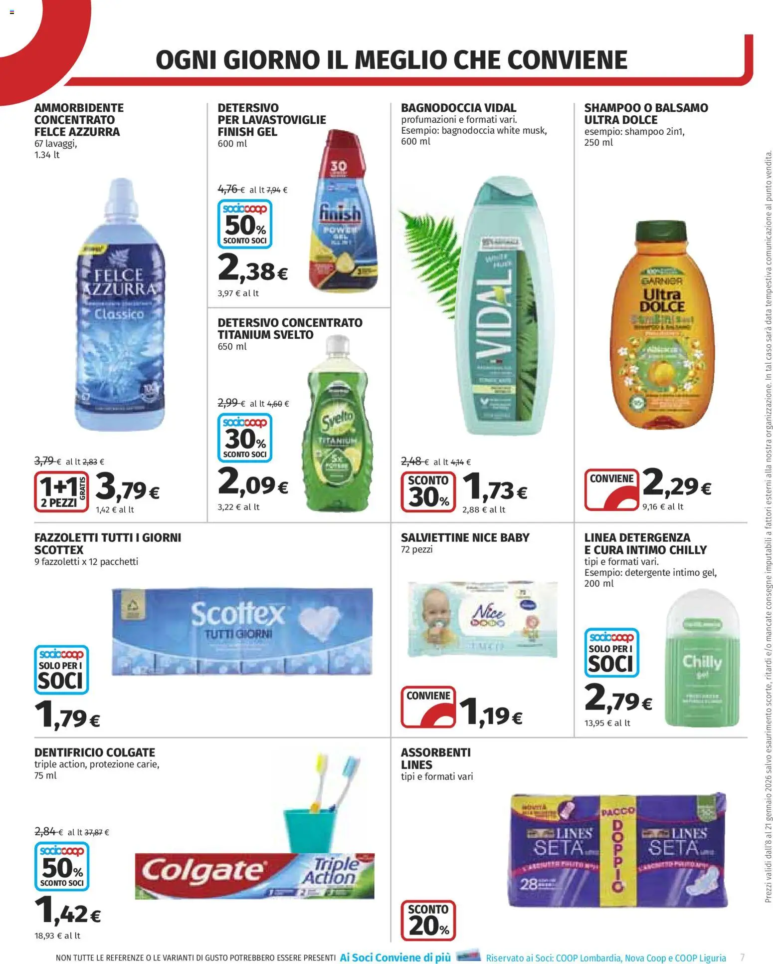 Volantino COOP del 08.01.2026 | Pagina: 7 | Prodotti: Balsamo, Ammorbidente, Detergente intimo, Detergente
