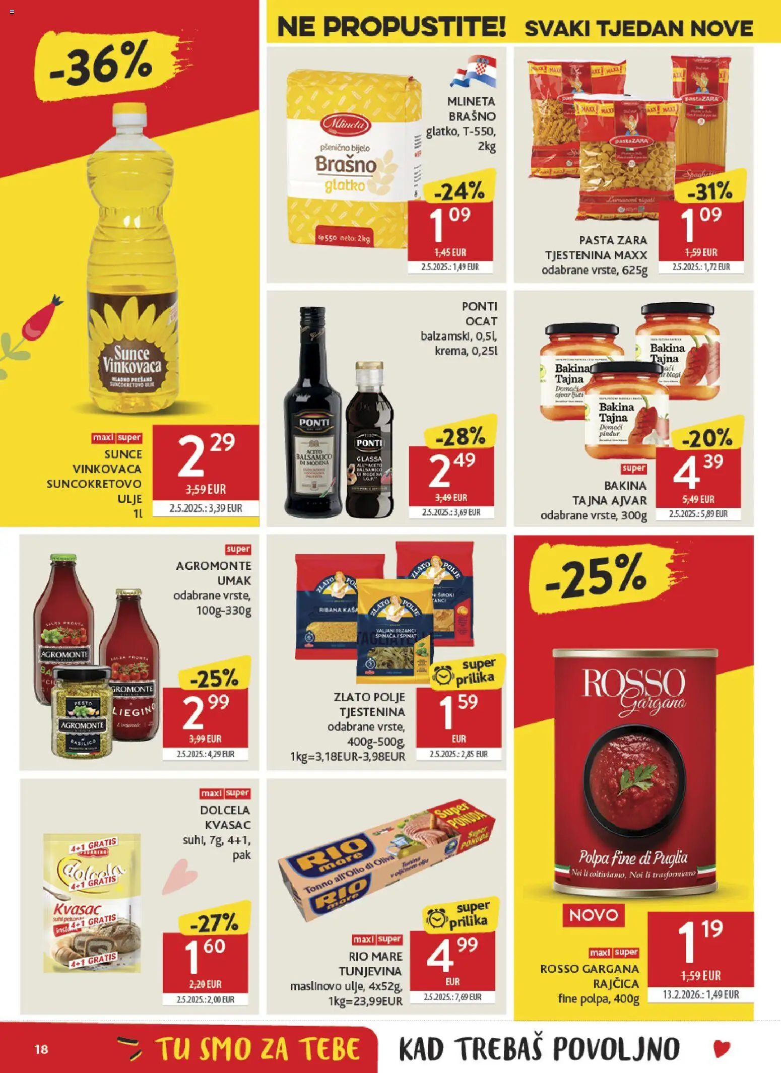 Konzum katalog | vrijedi od 01.04.2026 | Stranica: 18 | Proizvodi: Suncokretovo ulje, Tjestenina, Umak, Pasta