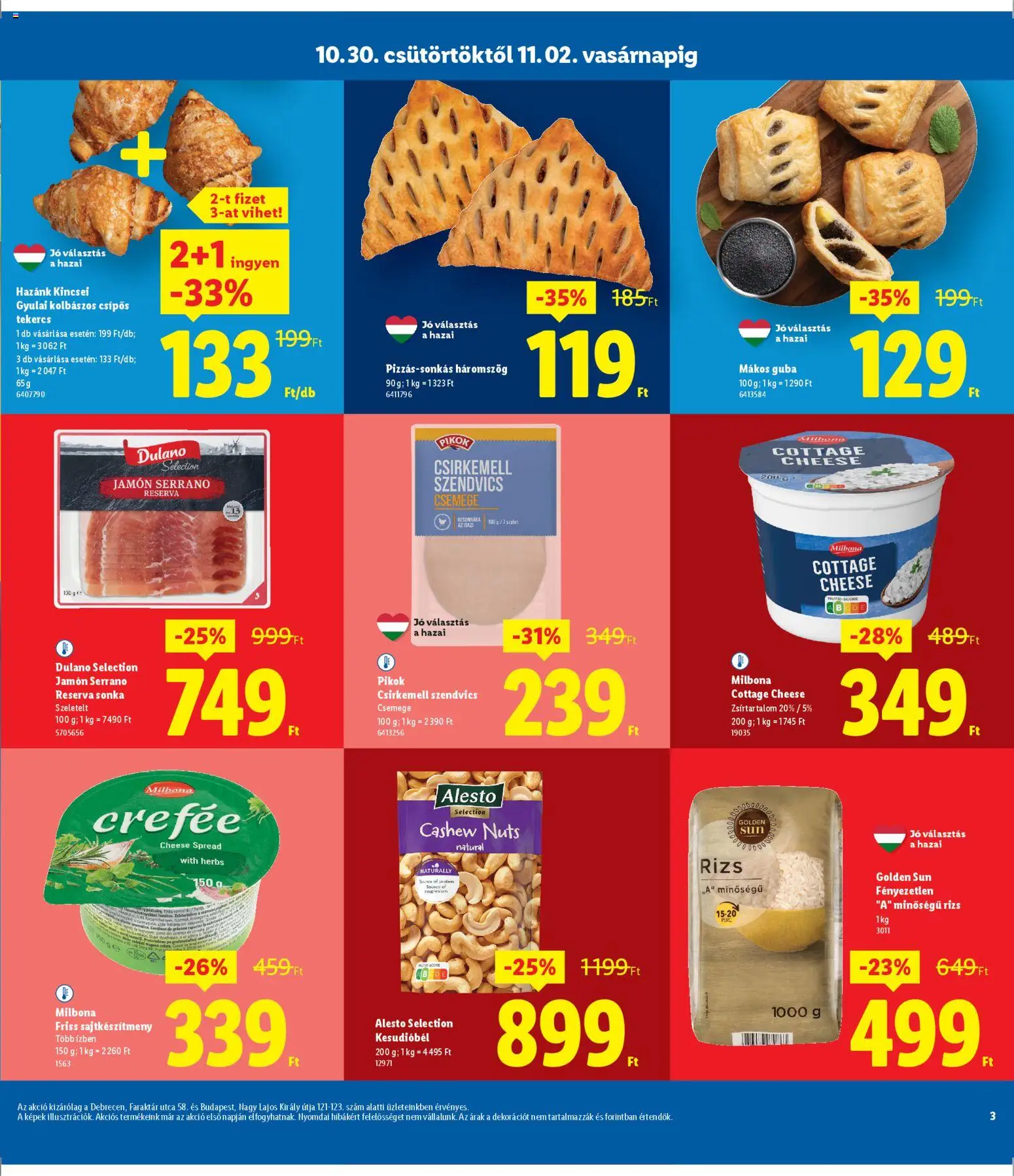 Lidl akciós ujság - amely érvényes a következő dátumtól: 30.10.2025 | Oldal: 3 | Termékek: Szendvics, Cottage cheese, Sonka, Csirkemell