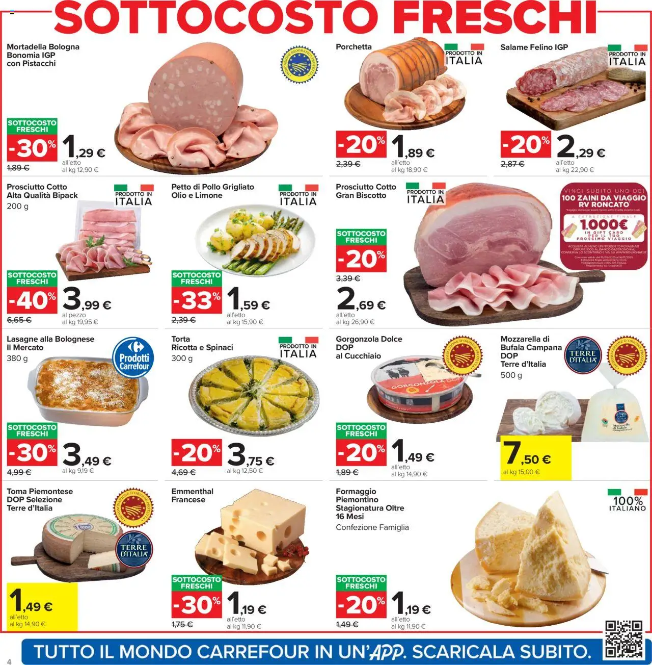 Volantino Carrefour del 20.10.2025 | Pagina: 4 | Prodotti: Petto di Pollo, Prosciutto Cotto, Mozzarella, Formaggio
