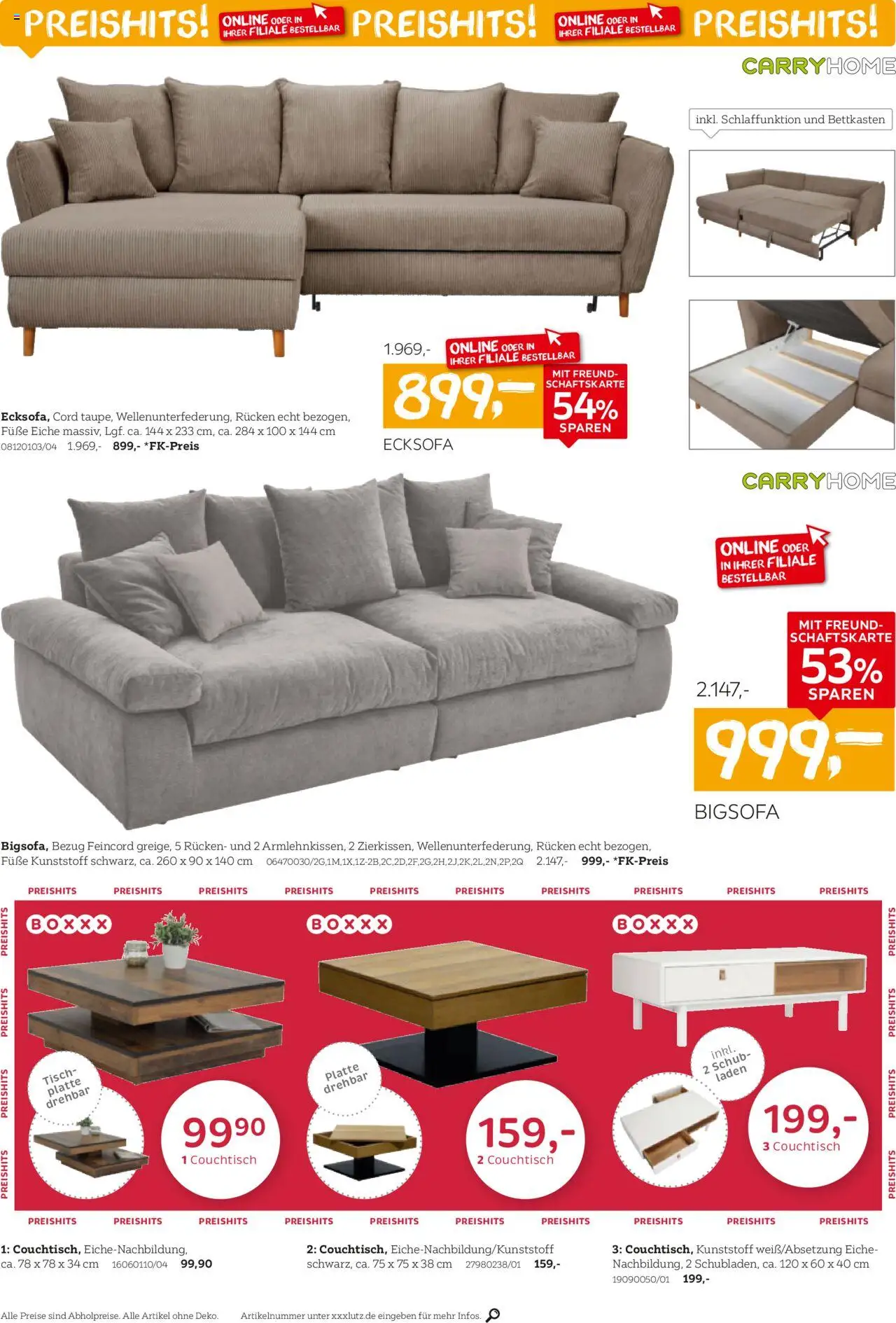 XXXL Lutz Wohnen-Preishits! - gültig ab dem 04.08.2025 | Seite: 10 | Produkte: Bigsofa, Ecksofa, Couchtisch, Tisch