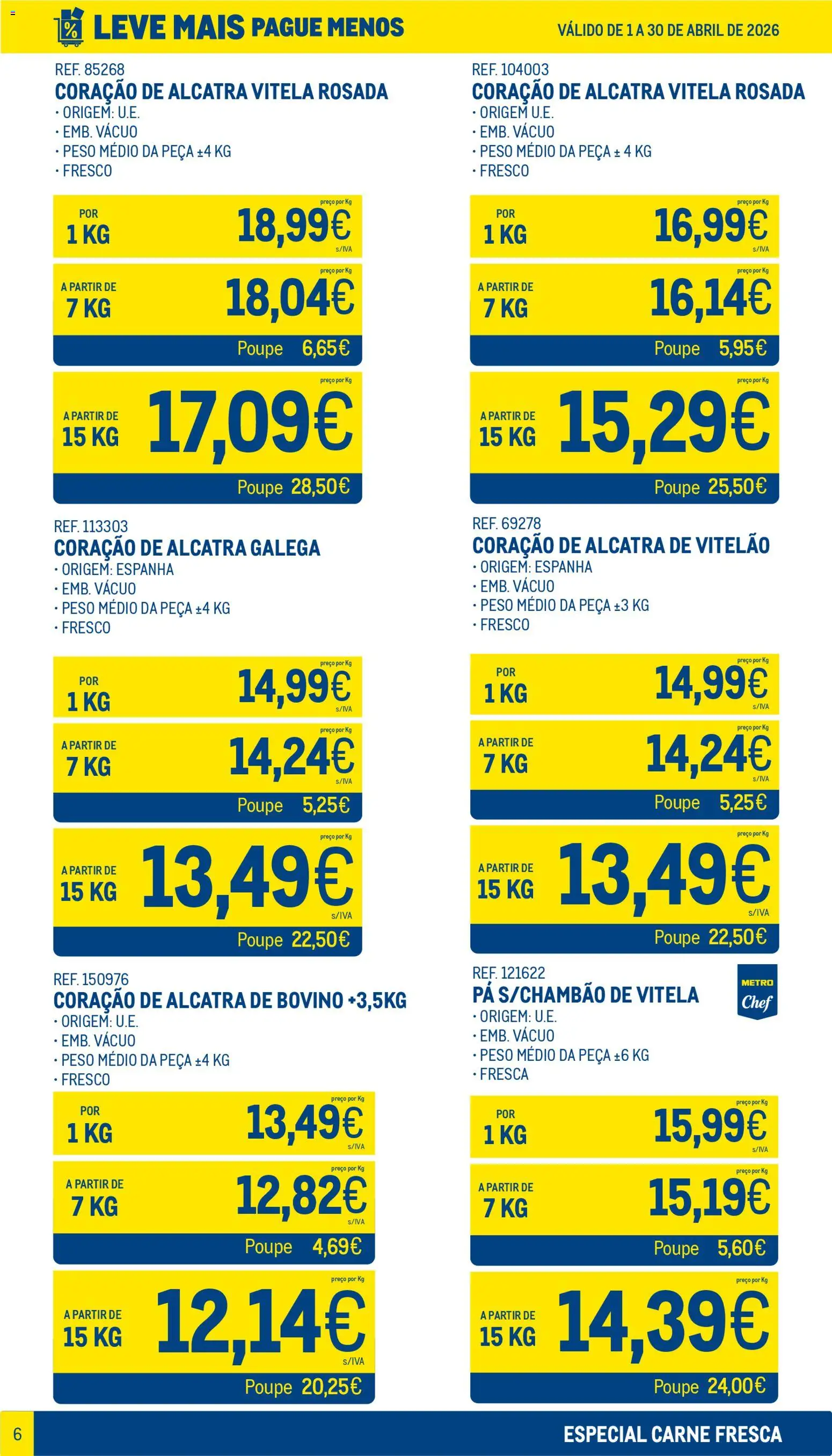 Makro Leve Mais Pague Menos - Carne Fresca │ válido de 01.04.2026 | Página: 6 | Produtos: Vitela, Carne, Pá